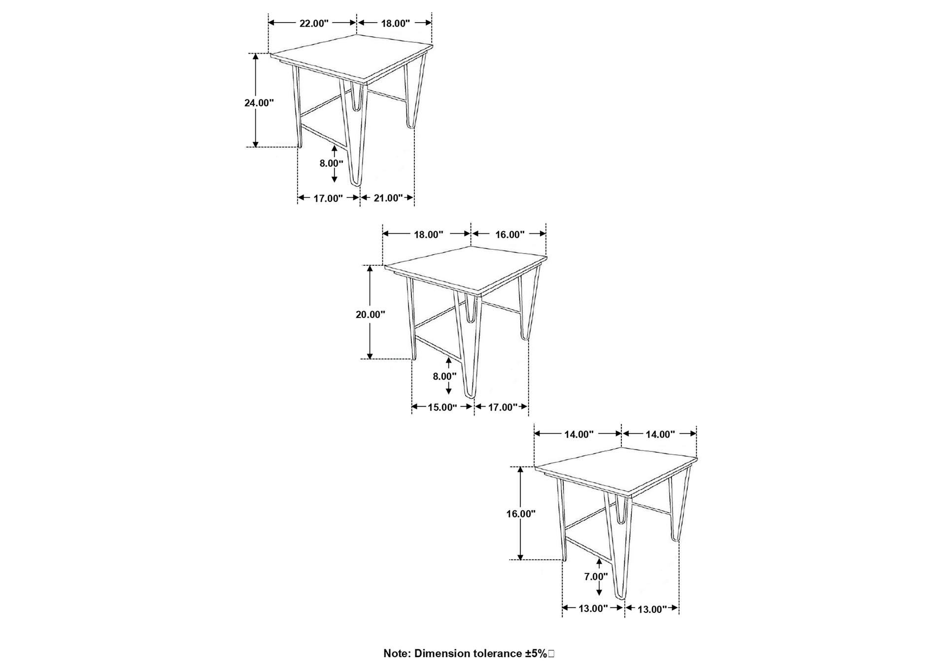 Nayeli 3-piece Nesting Table with Hairpin Legs Natural and Black,Coaster Furniture