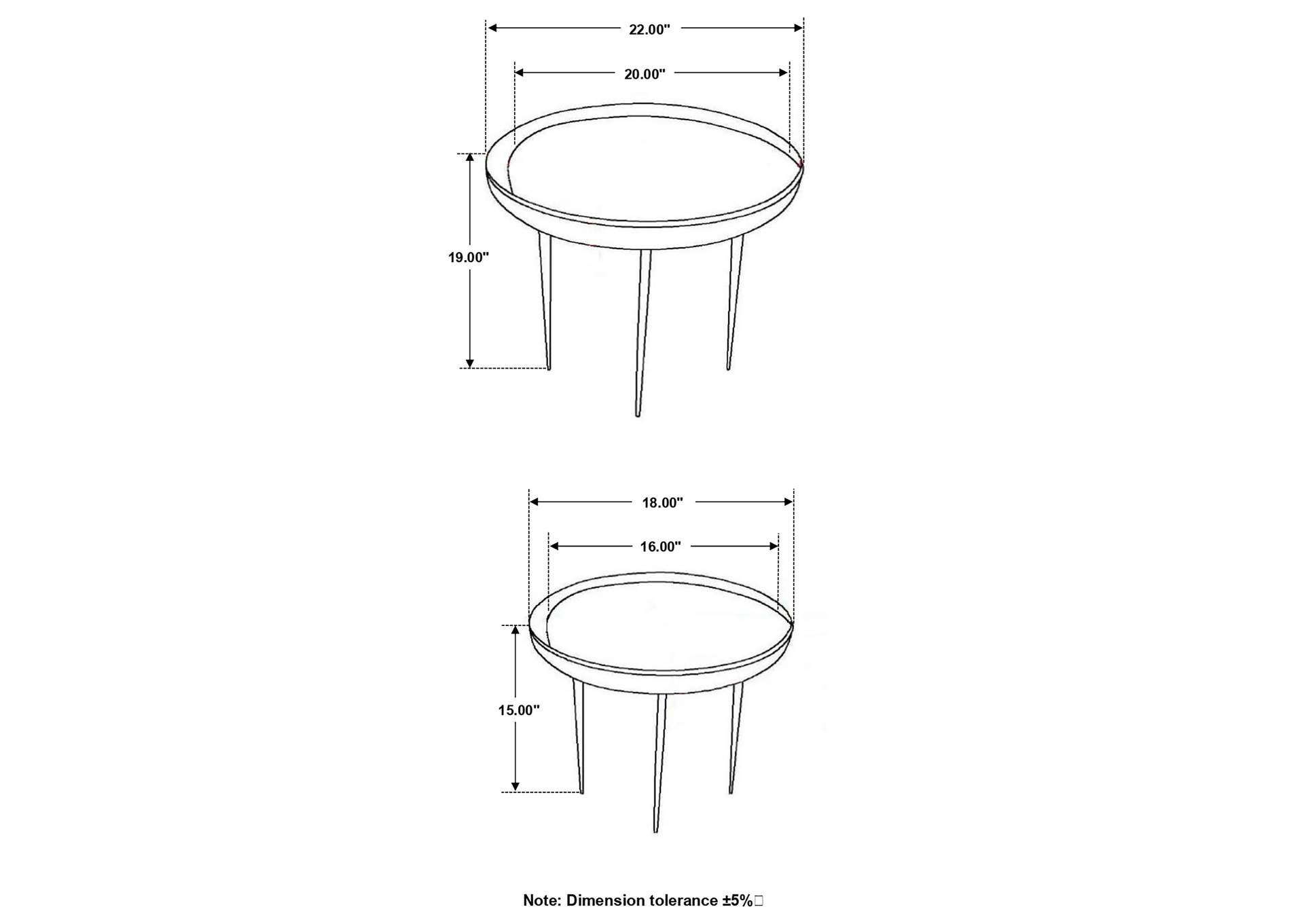 Nuala 2-piece Round Nesting Table with Tripod Tapered Legs Honey and Black,Coaster Furniture