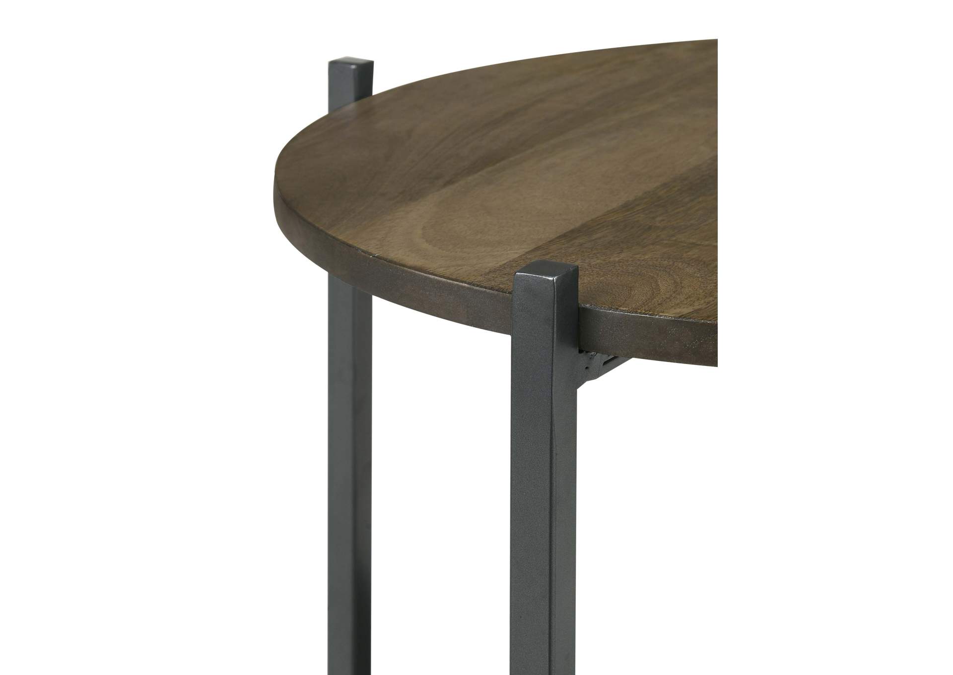 Axel Round Accent Table with Open Shelf Natural and Gunmetal,Coaster Furniture