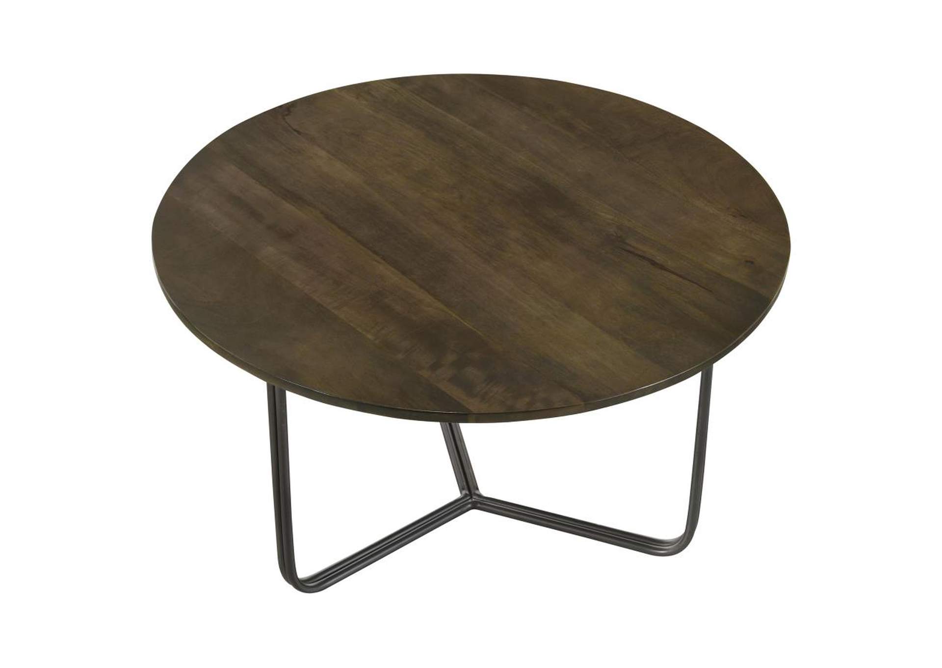 Yaritza Round Accent Table With Triangle Wire Base Natural And Gunmetal,Coaster Furniture