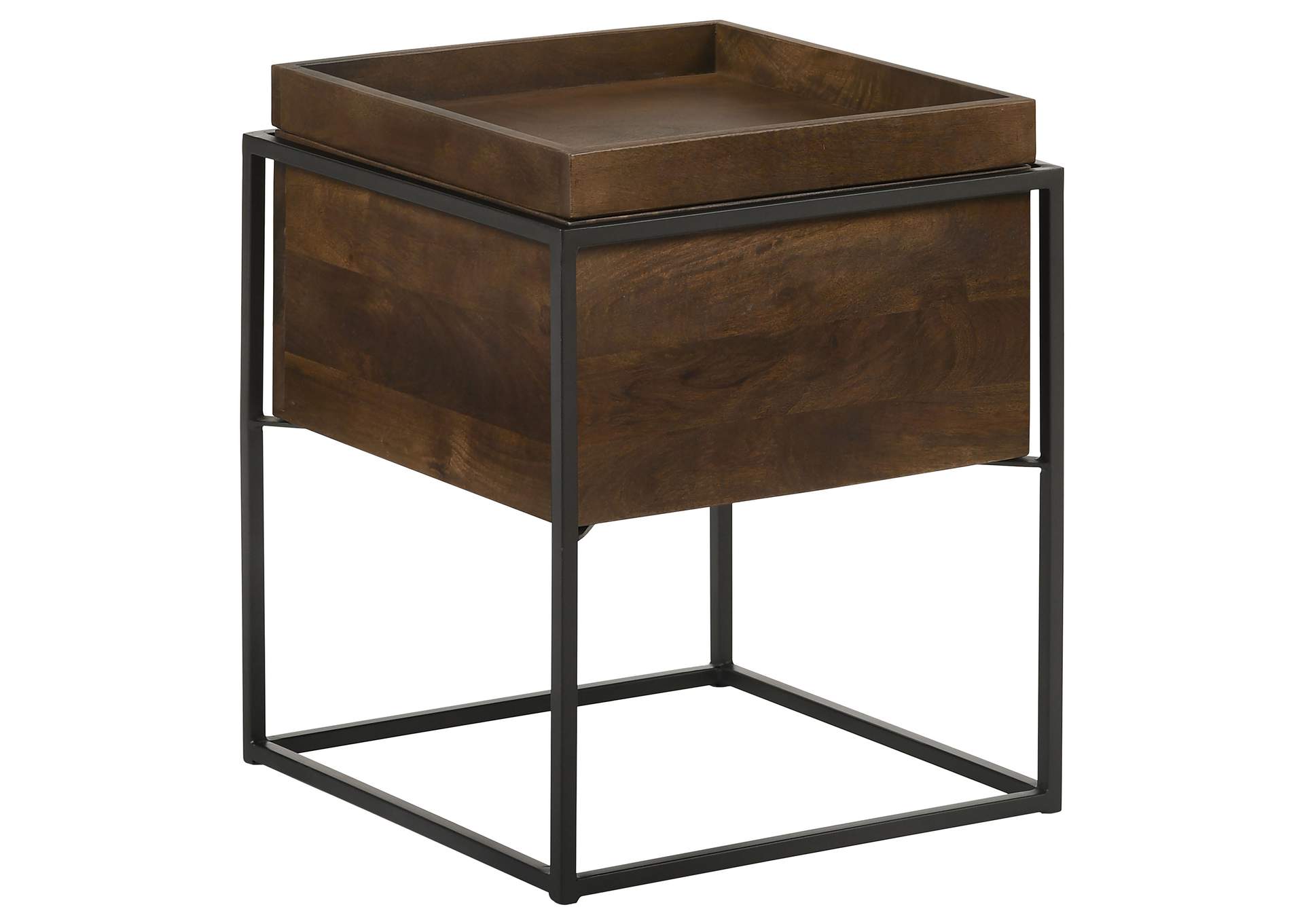 Ondrej Square Accent Table with Removable Top Tray Dark Brown and Gunmetal,Coaster Furniture