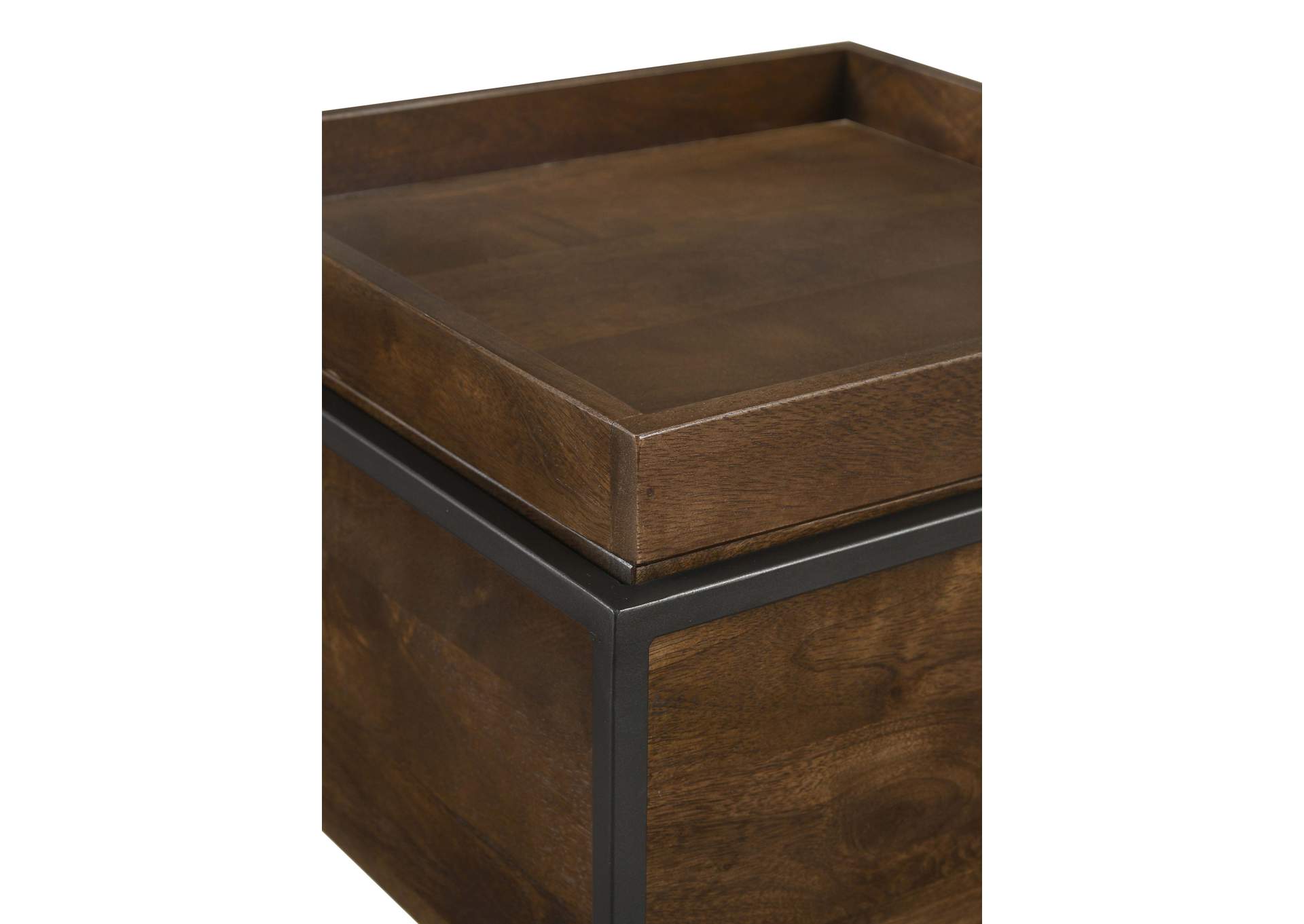 Ondrej Square Accent Table with Removable Top Tray Dark Brown and Gunmetal,Coaster Furniture