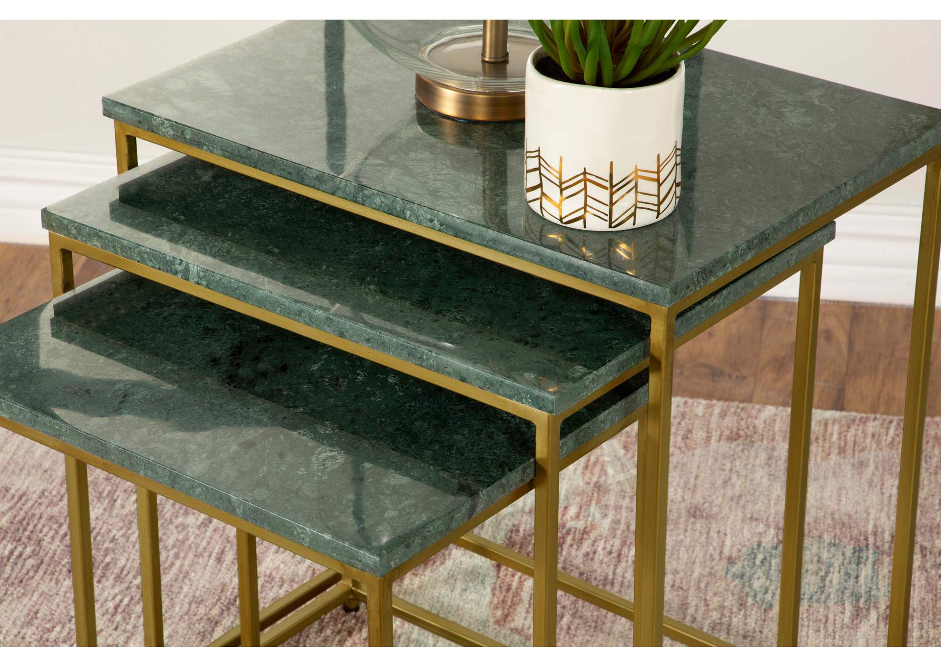 Caine 3-piece Nesting Table with Marble Top,Coaster Furniture