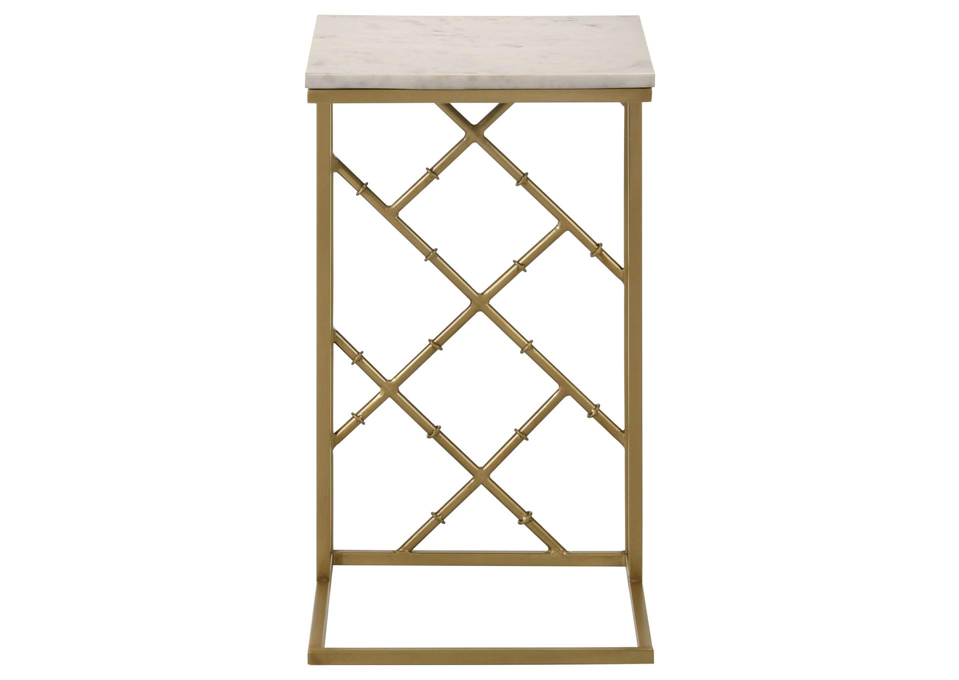 Angeliki Accent Table with Marble Top White,Coaster Furniture