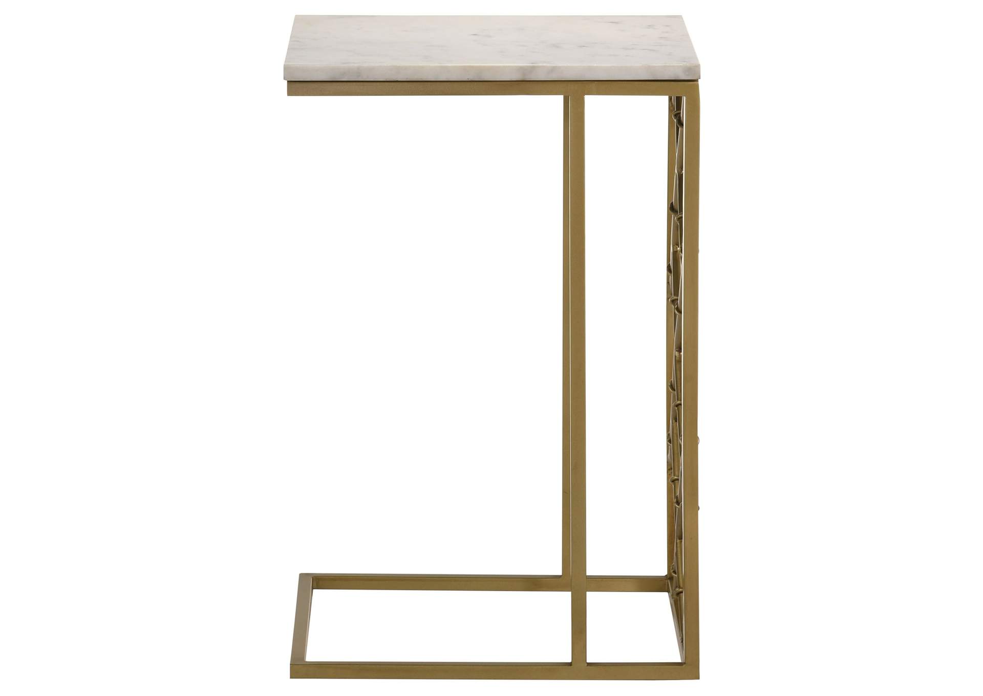 Angeliki Accent Table with Marble Top White,Coaster Furniture