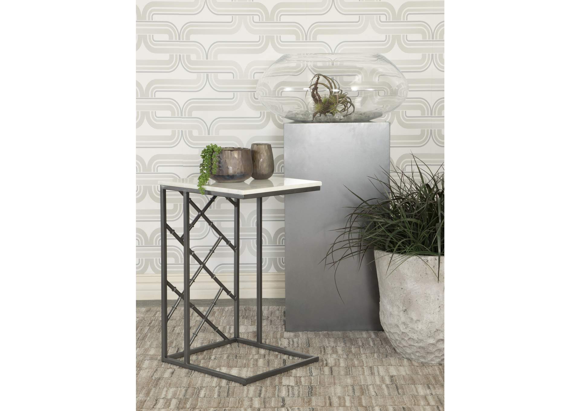 Angeliki Accent Table with Marble Top White,Coaster Furniture