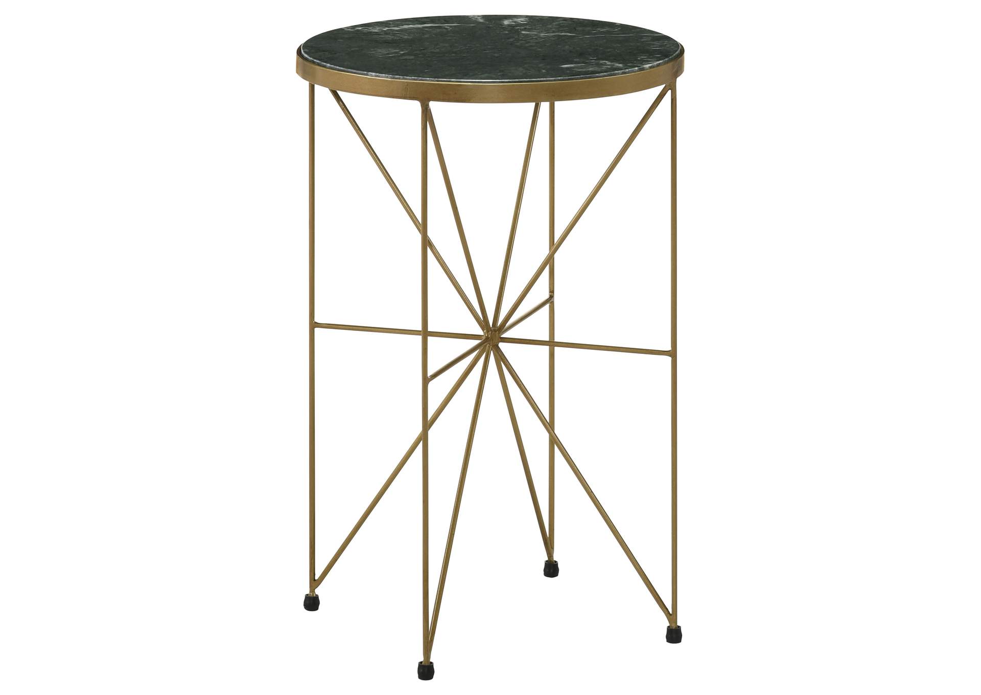 Eliska Round Accent Table with Marble Top Green and Antique Gold,Coaster Furniture