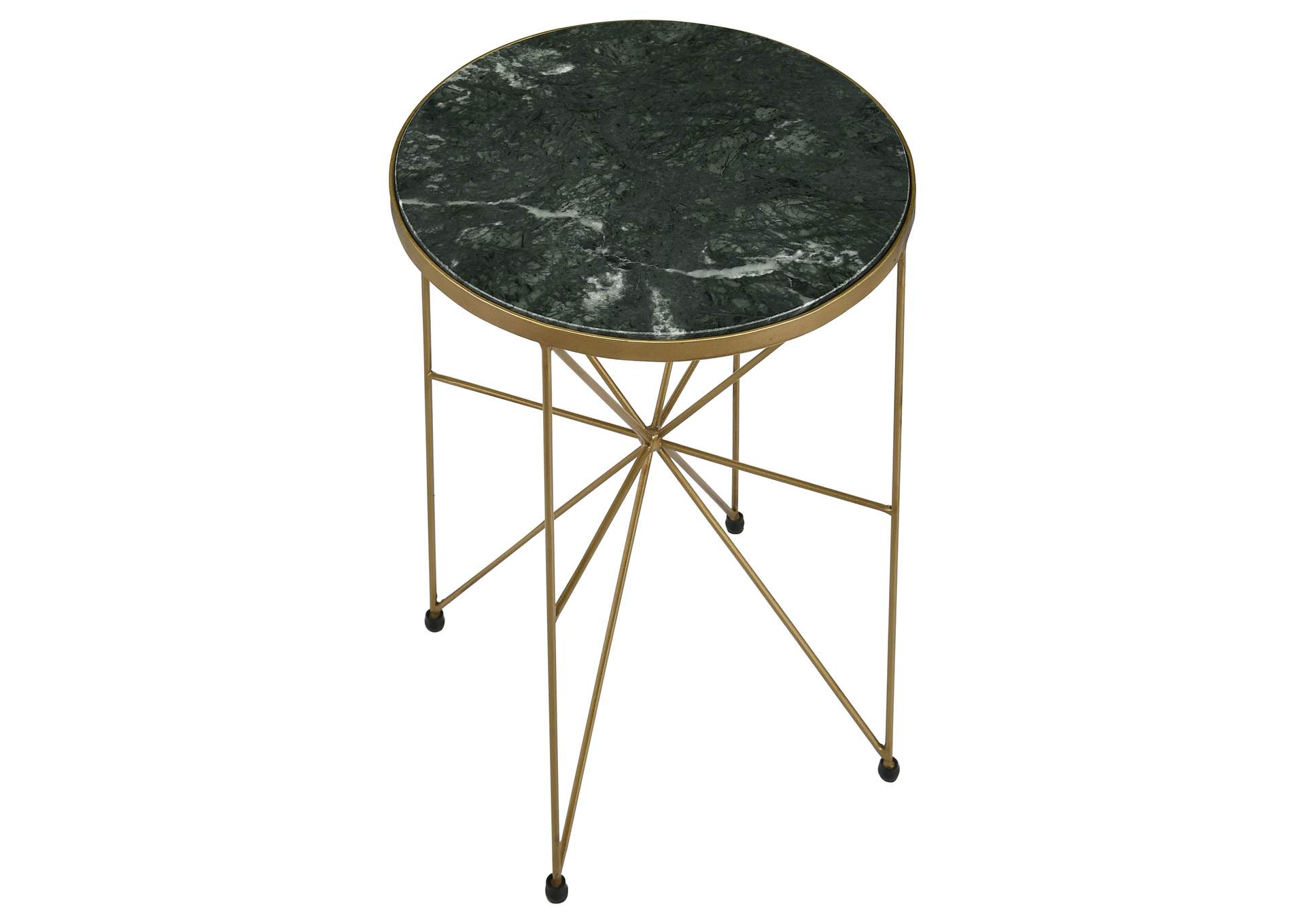 Eliska Round Accent Table with Marble Top Green and Antique Gold,Coaster Furniture