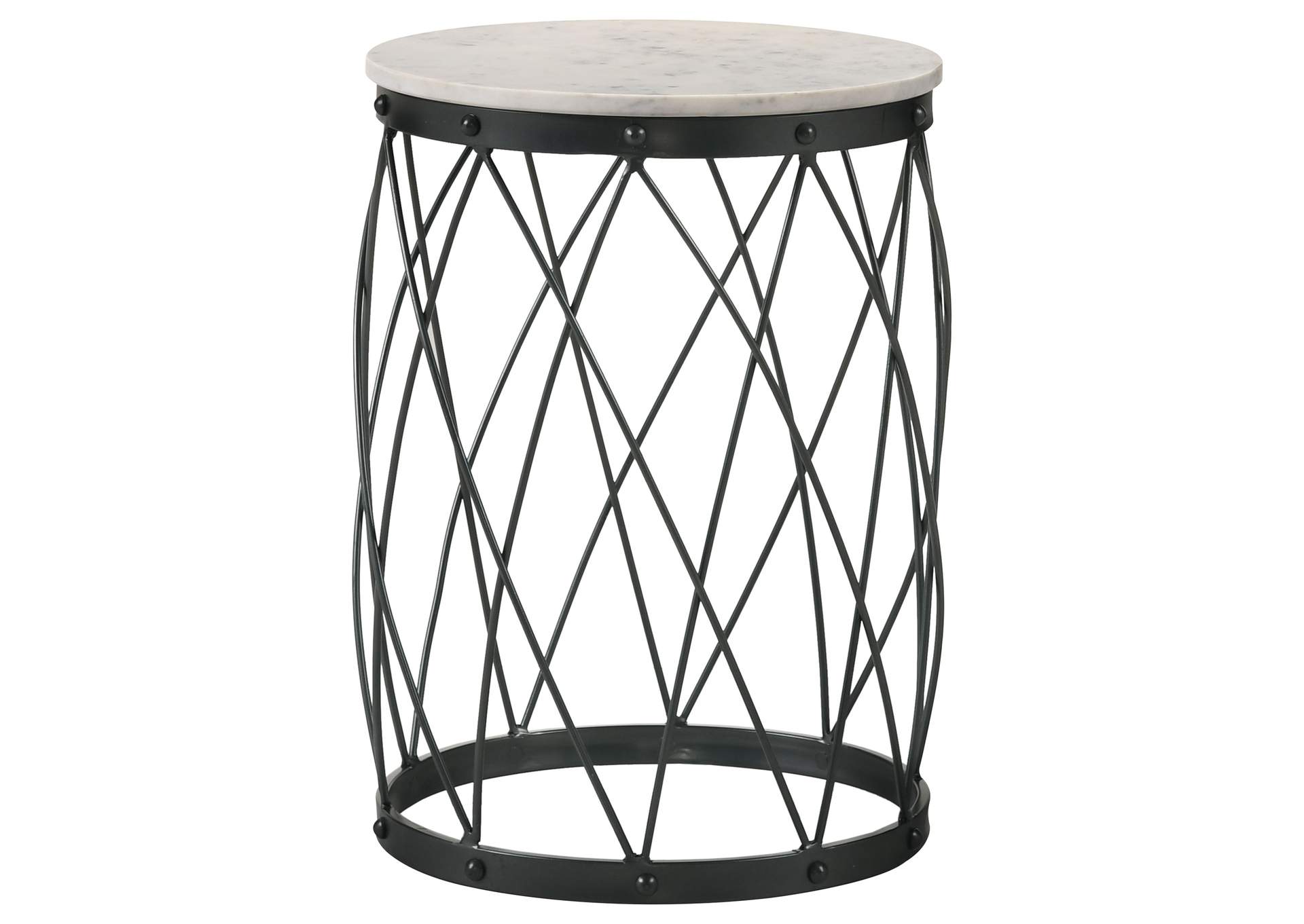 Tereza Round Accent Table with Marble Top White and Black,Coaster Furniture