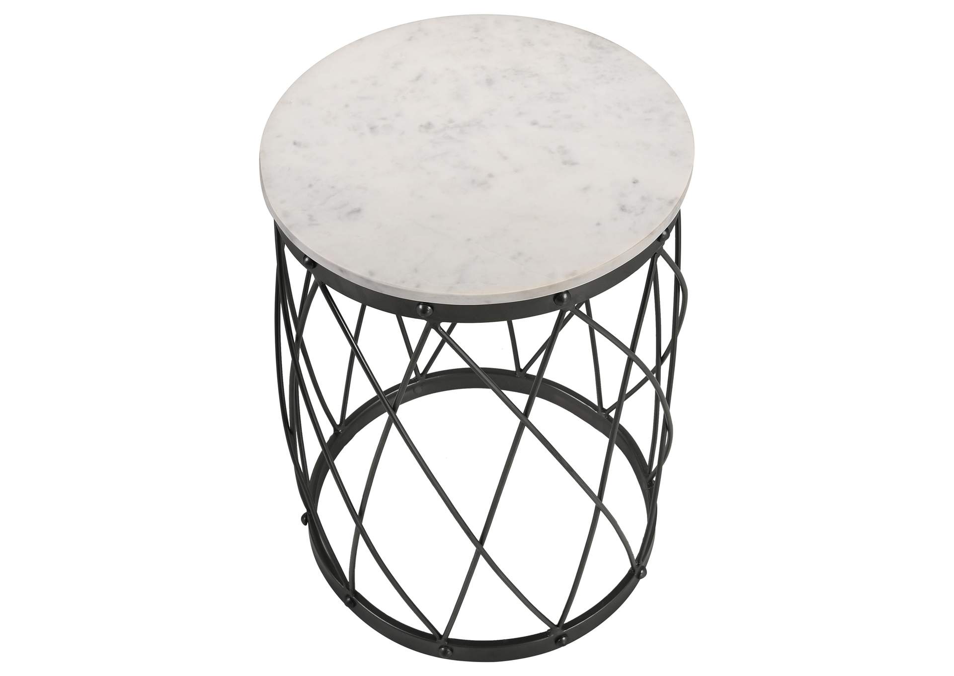 Tereza Round Accent Table with Marble Top White and Black,Coaster Furniture