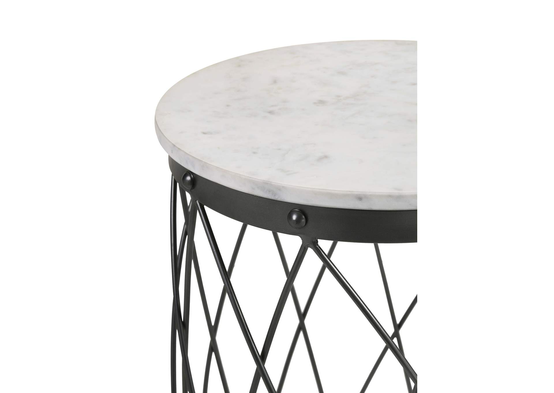 Tereza Round Accent Table with Marble Top White and Black,Coaster Furniture