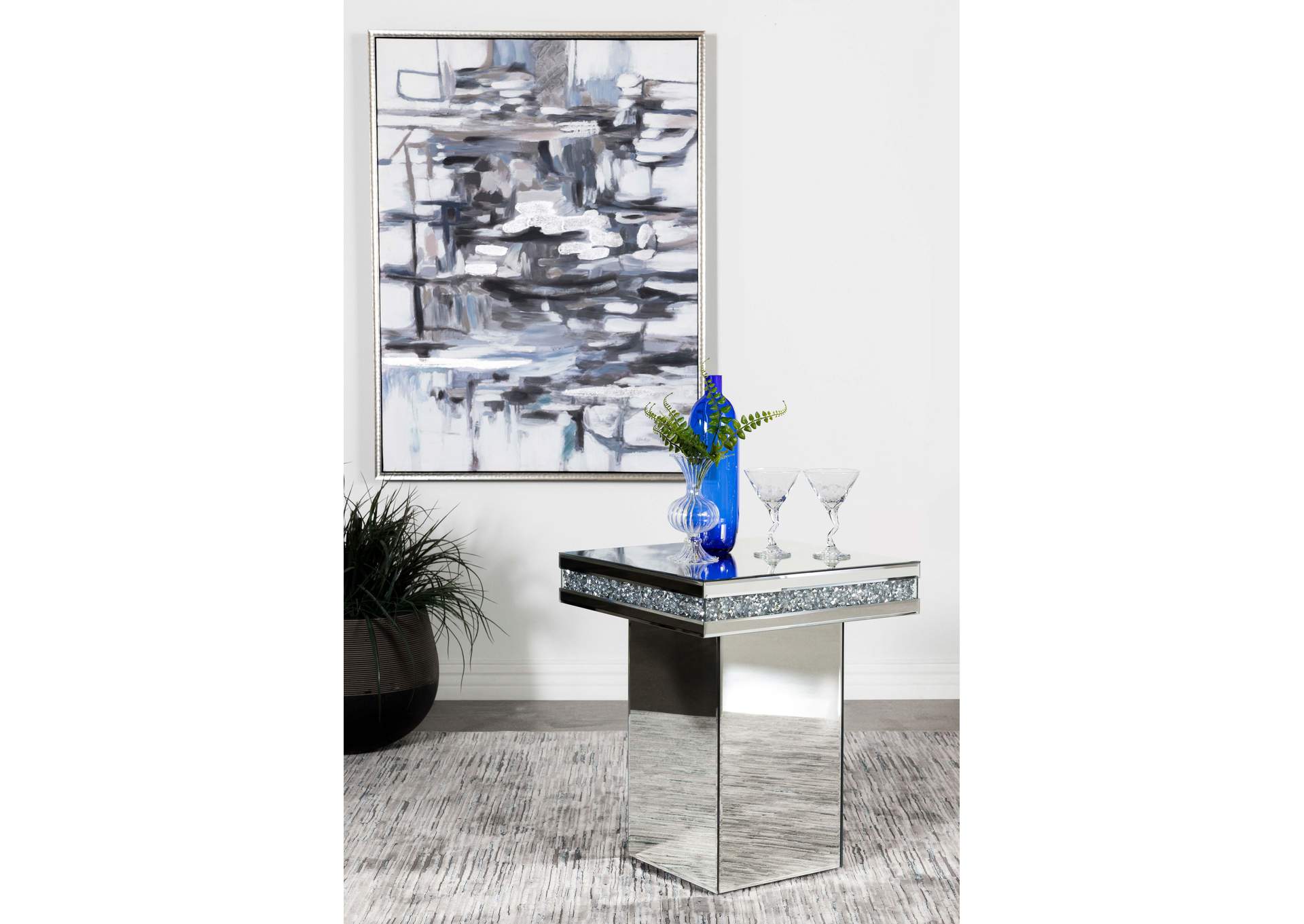 Elora Pedestal Square Top Accent Table Mirror,Coaster Furniture