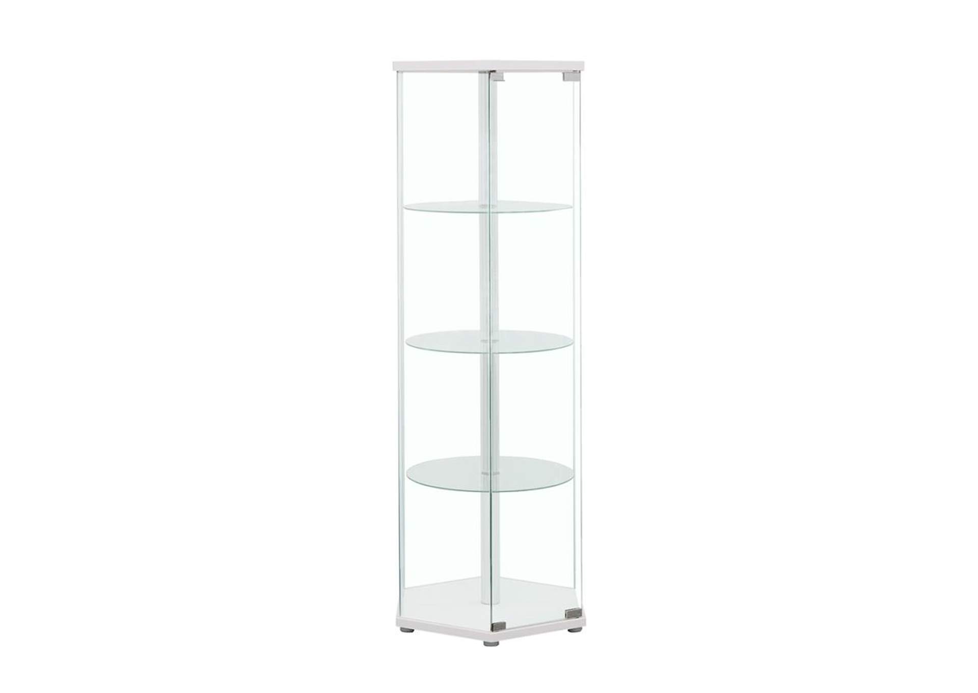 Zahavah 4-shelf Hexagon Shaped Curio Cabinet White and Clear,Coaster Furniture