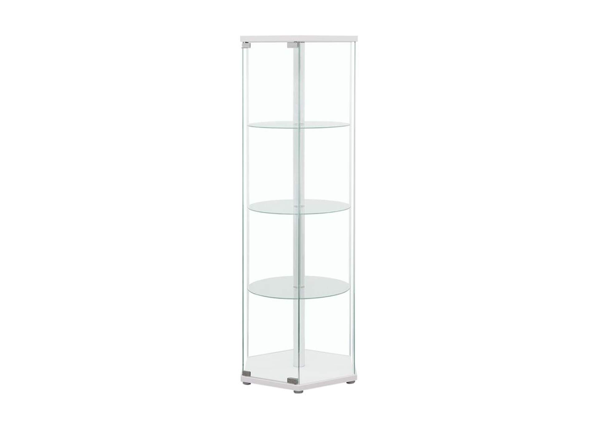 4-shelf Hexagon Shaped Curio Cabinet White and Clear,Coaster Furniture