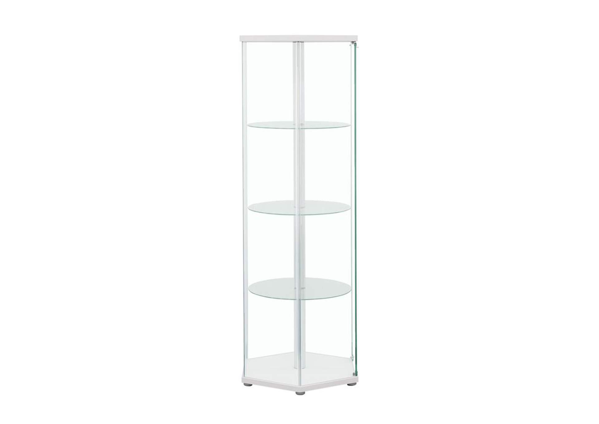 4-shelf Hexagon Shaped Curio Cabinet White and Clear,Coaster Furniture