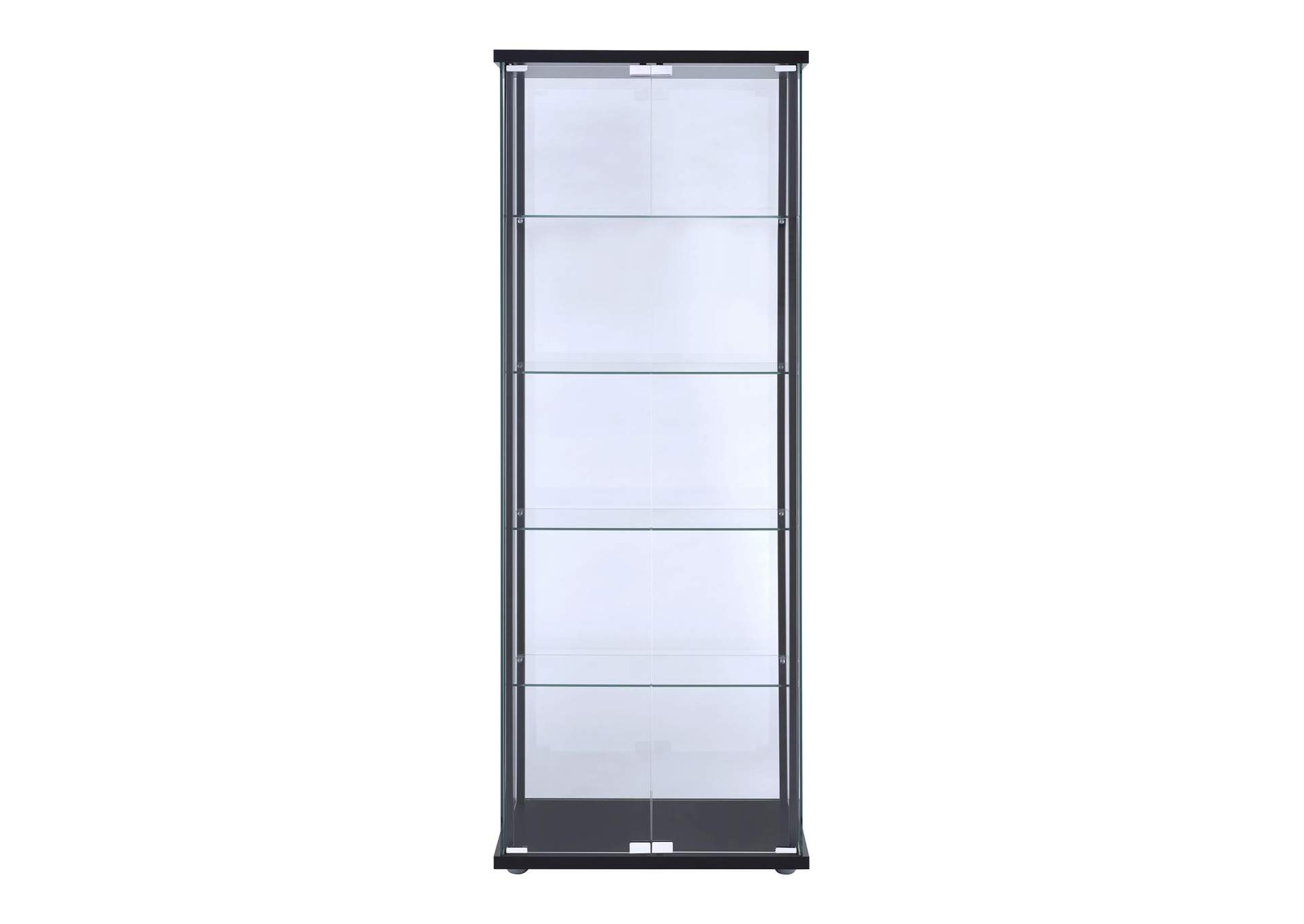 5-shelf Glass Curio Cabinet Black and Clear,Coaster Furniture