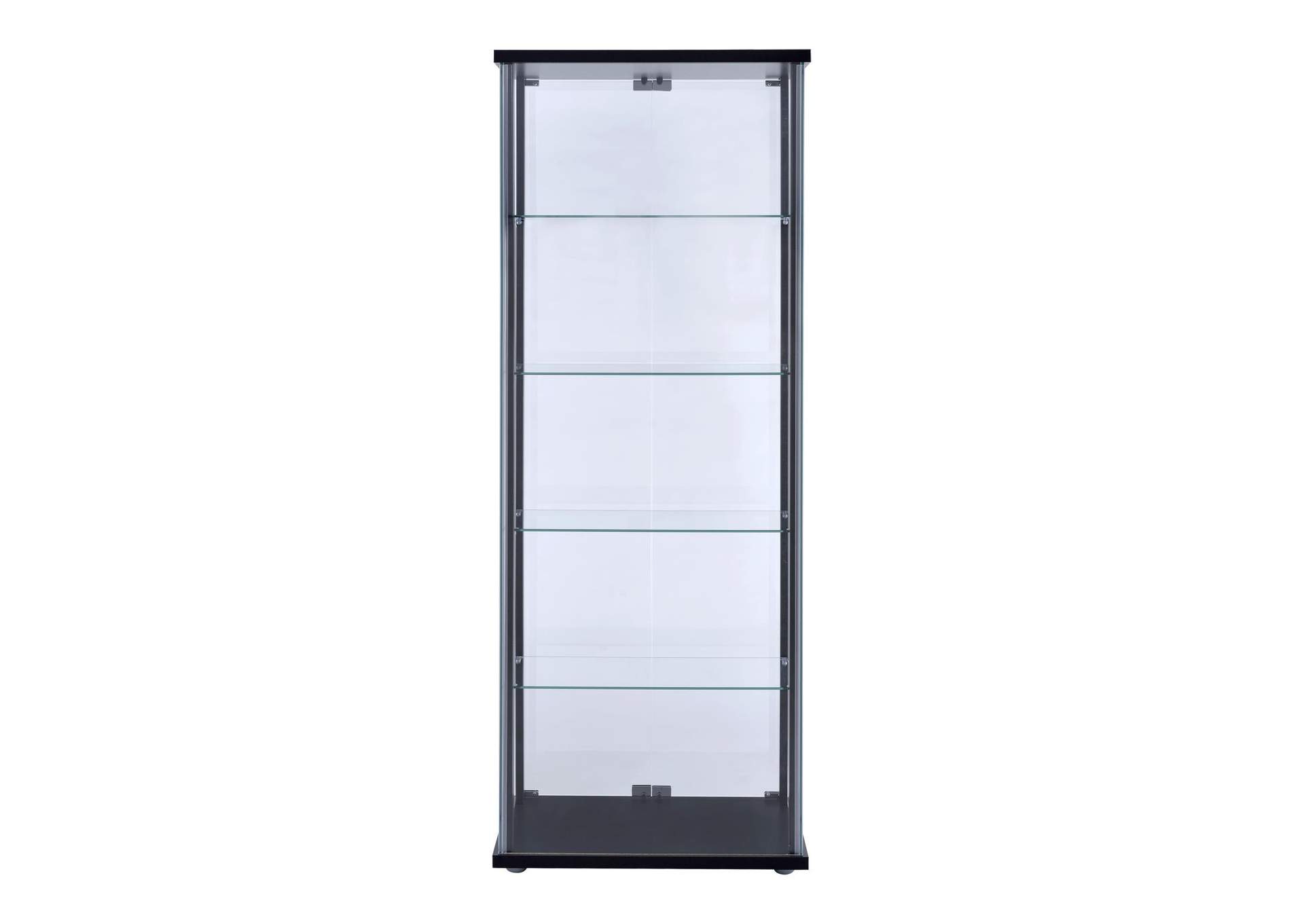 5-shelf Glass Curio Cabinet Black and Clear,Coaster Furniture