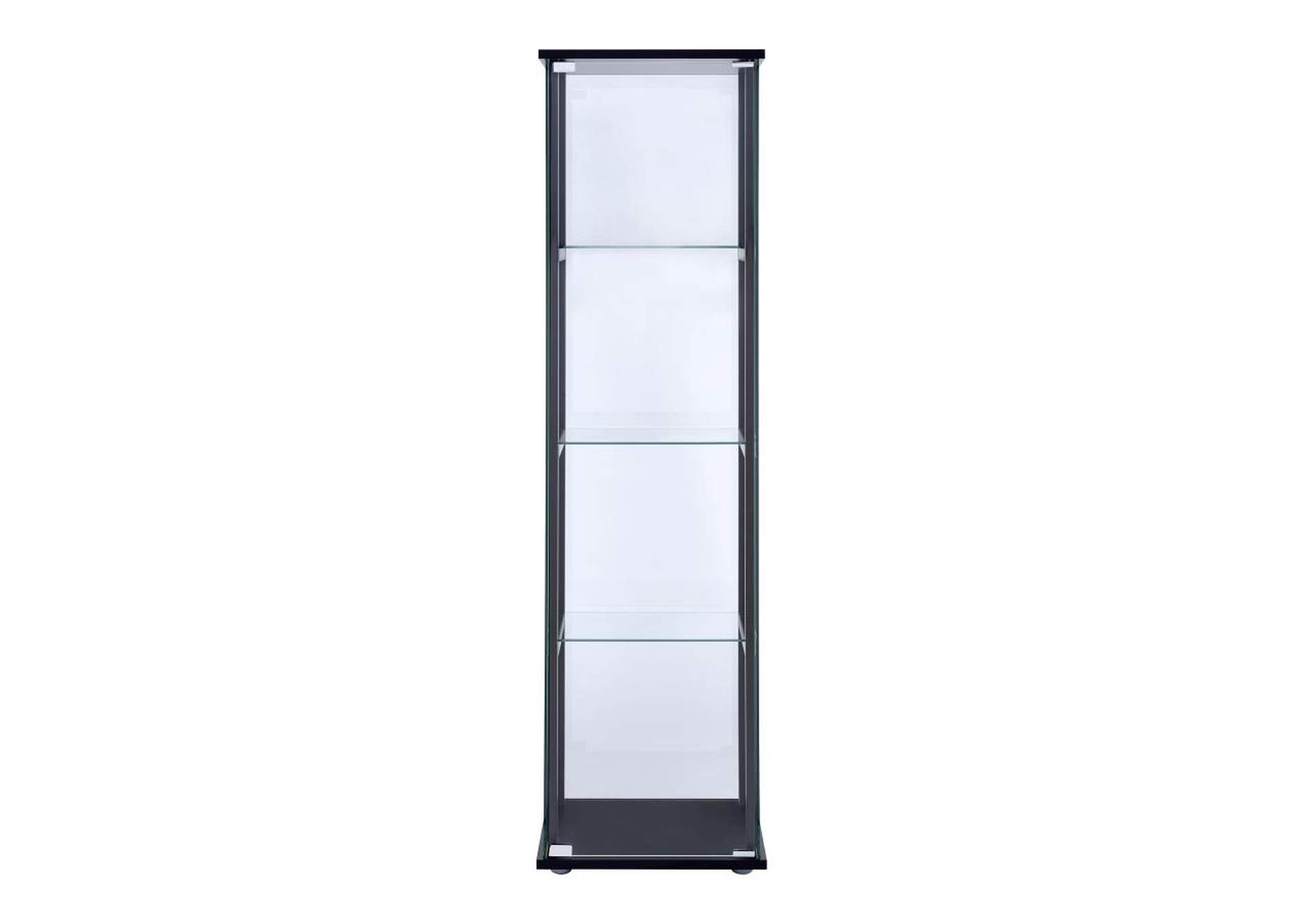 Cyclamen 4-shelf Glass Curio Cabinet Black and Clear,Coaster Furniture