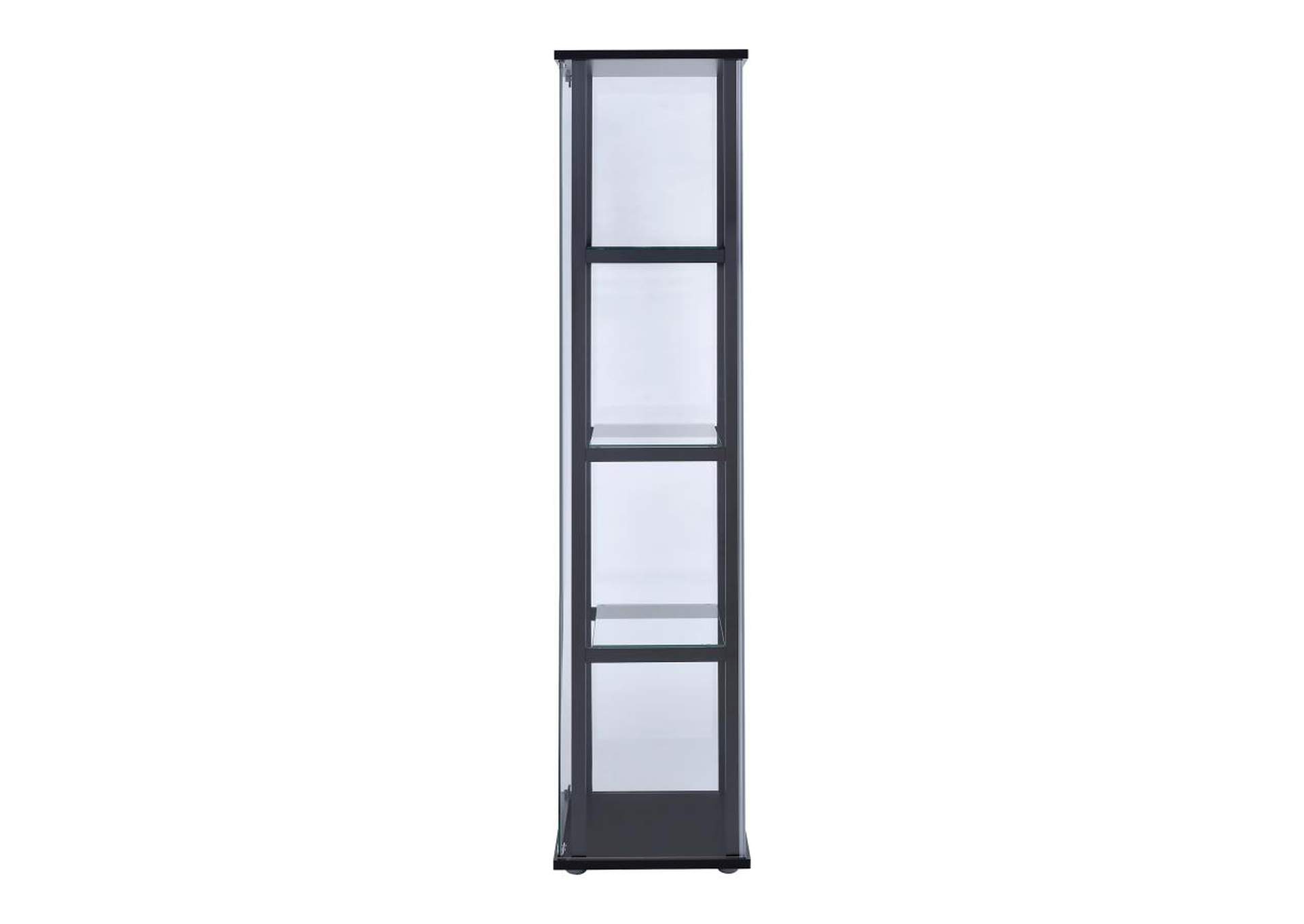 Cyclamen 4-Shelf Glass Curio Cabinet Black And Clear,Coaster Furniture