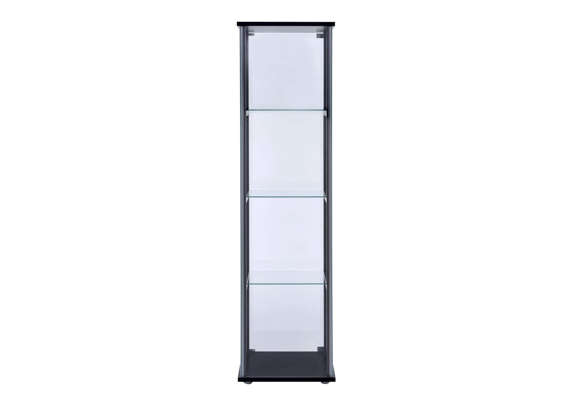 4-shelf Glass Curio Cabinet Black and Clear,Coaster Furniture