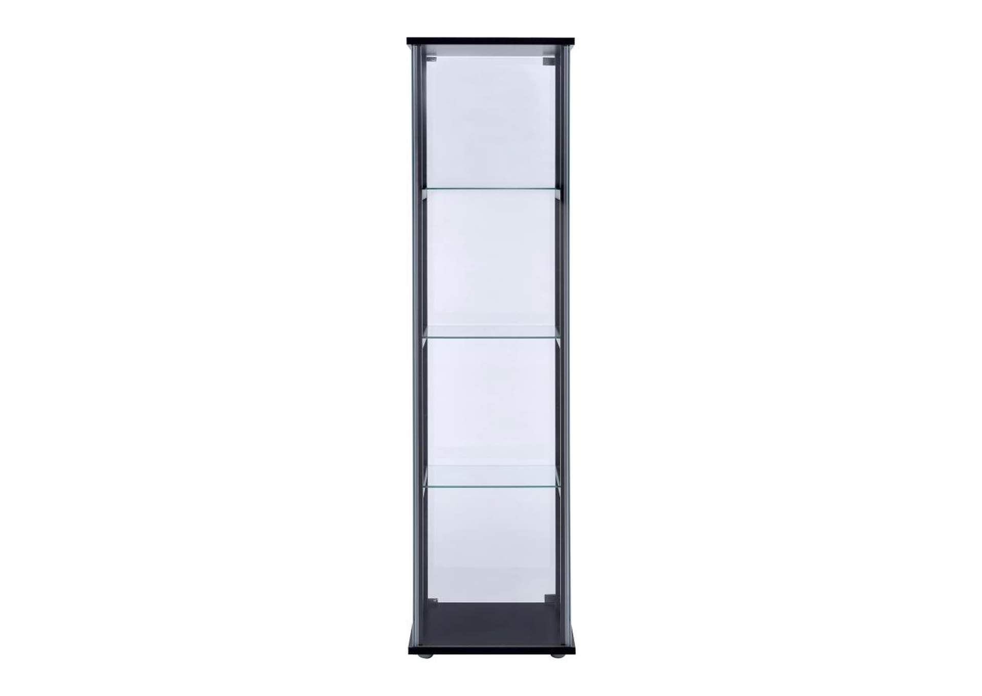 Cyclamen 4-Shelf Glass Curio Cabinet Black And Clear,Coaster Furniture