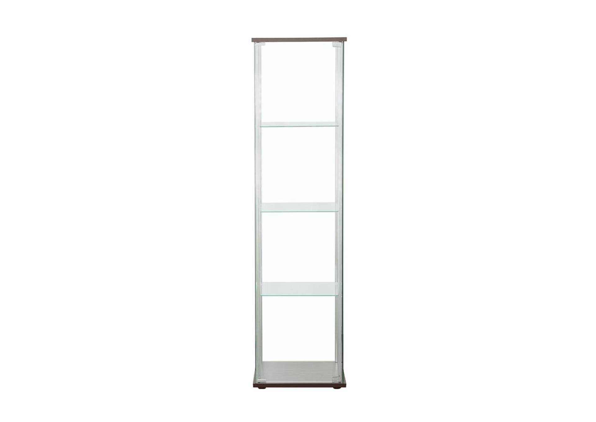 Rectangular 4-shelf Curio Cabinet Cappuccino and Clear,Coaster Furniture