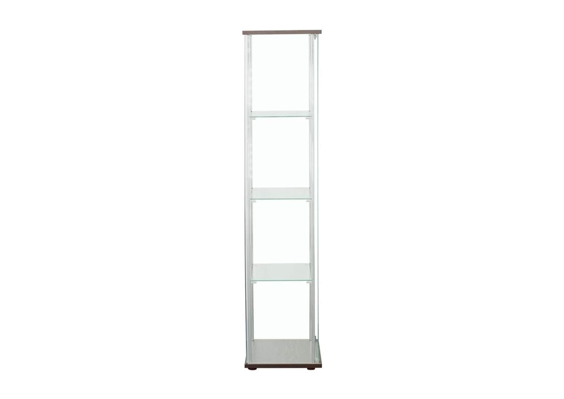 Bellatrix Rectangular 4 - shelf Curio Cabinet Cappuccino and Clear,Coaster Furniture