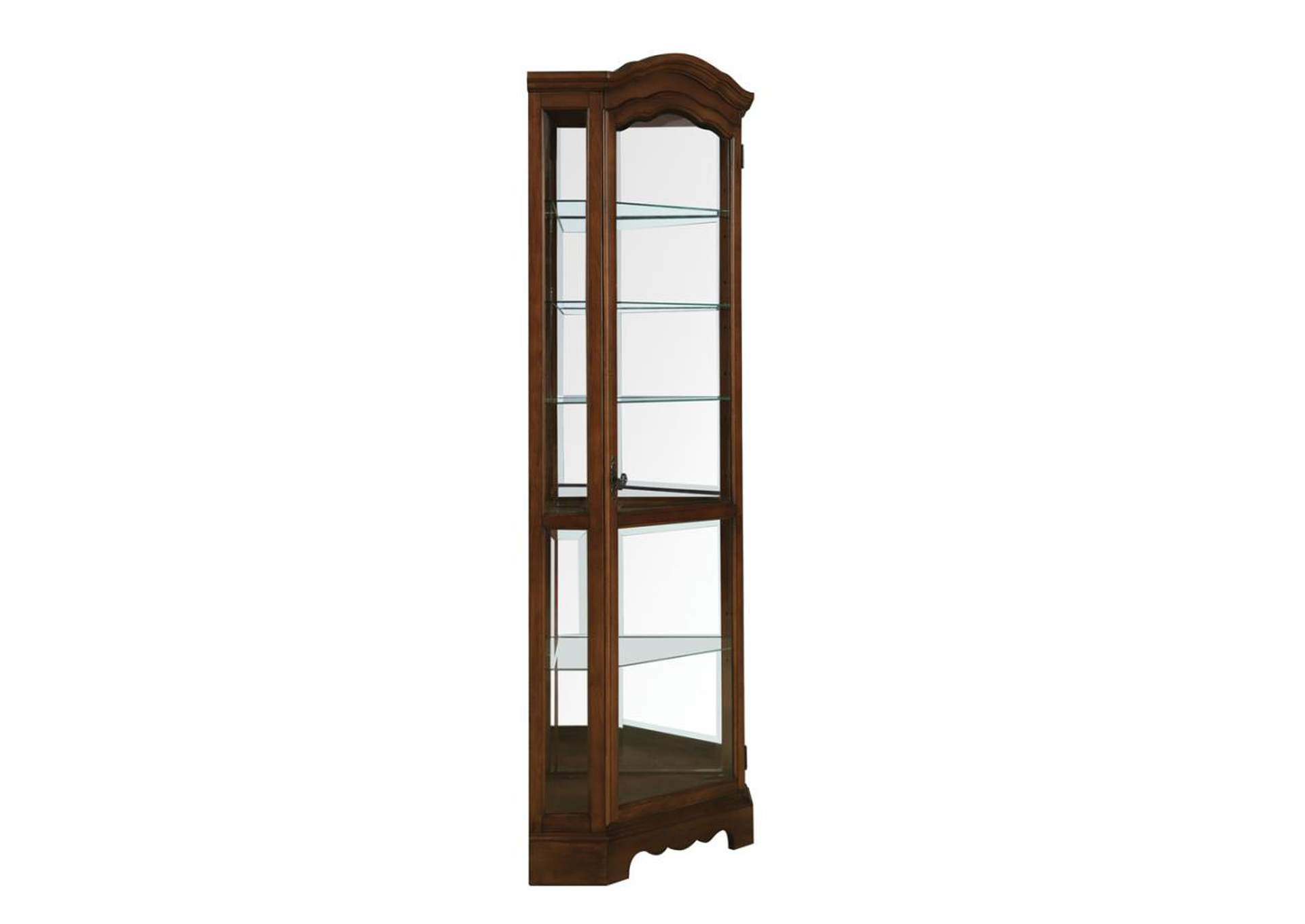 Catalina 6-Shelf Corner Curio Cabinet Burnished Brown,Coaster Furniture
