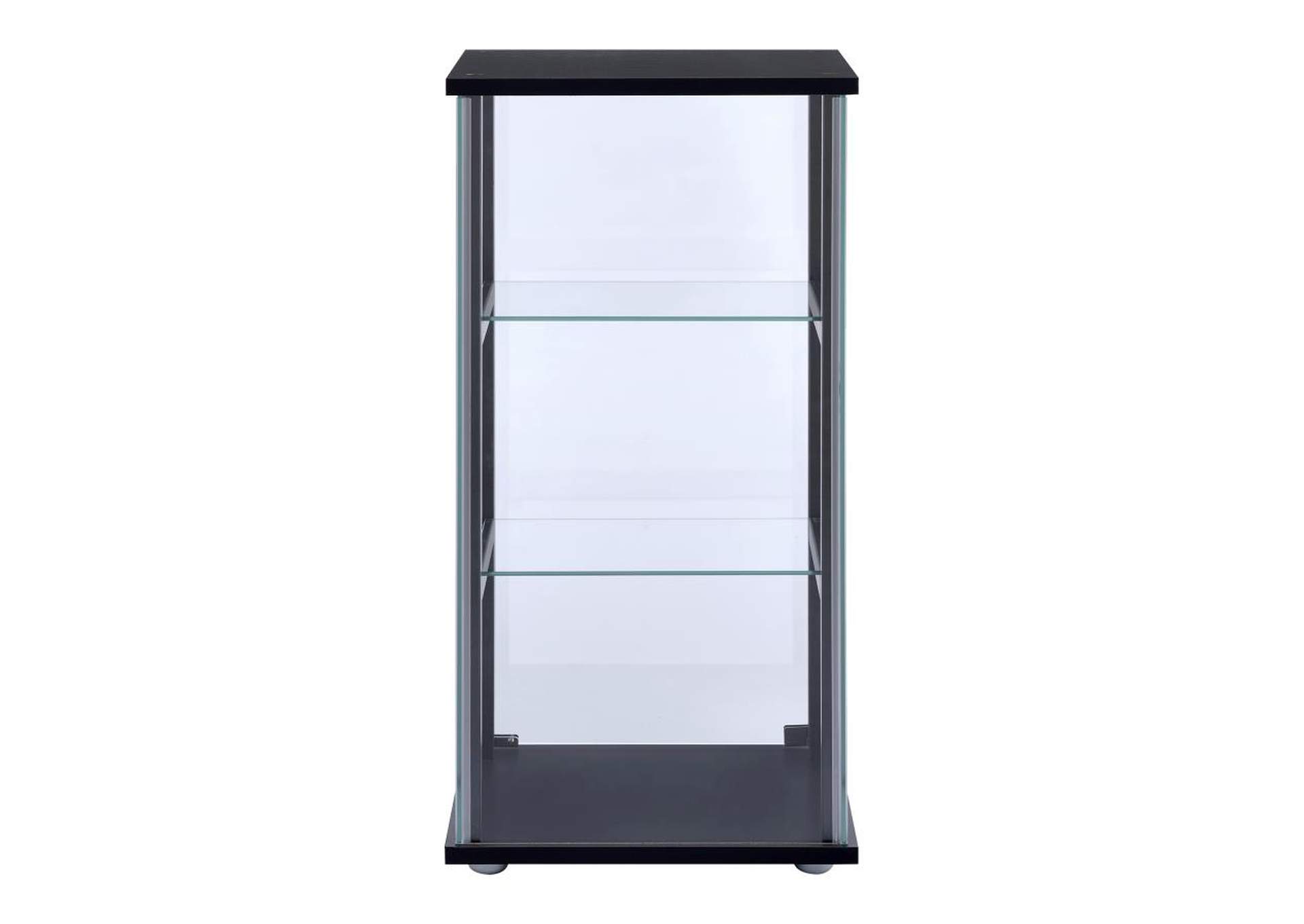 3-shelf Glass Curio Cabinet Black and Clear,Coaster Furniture