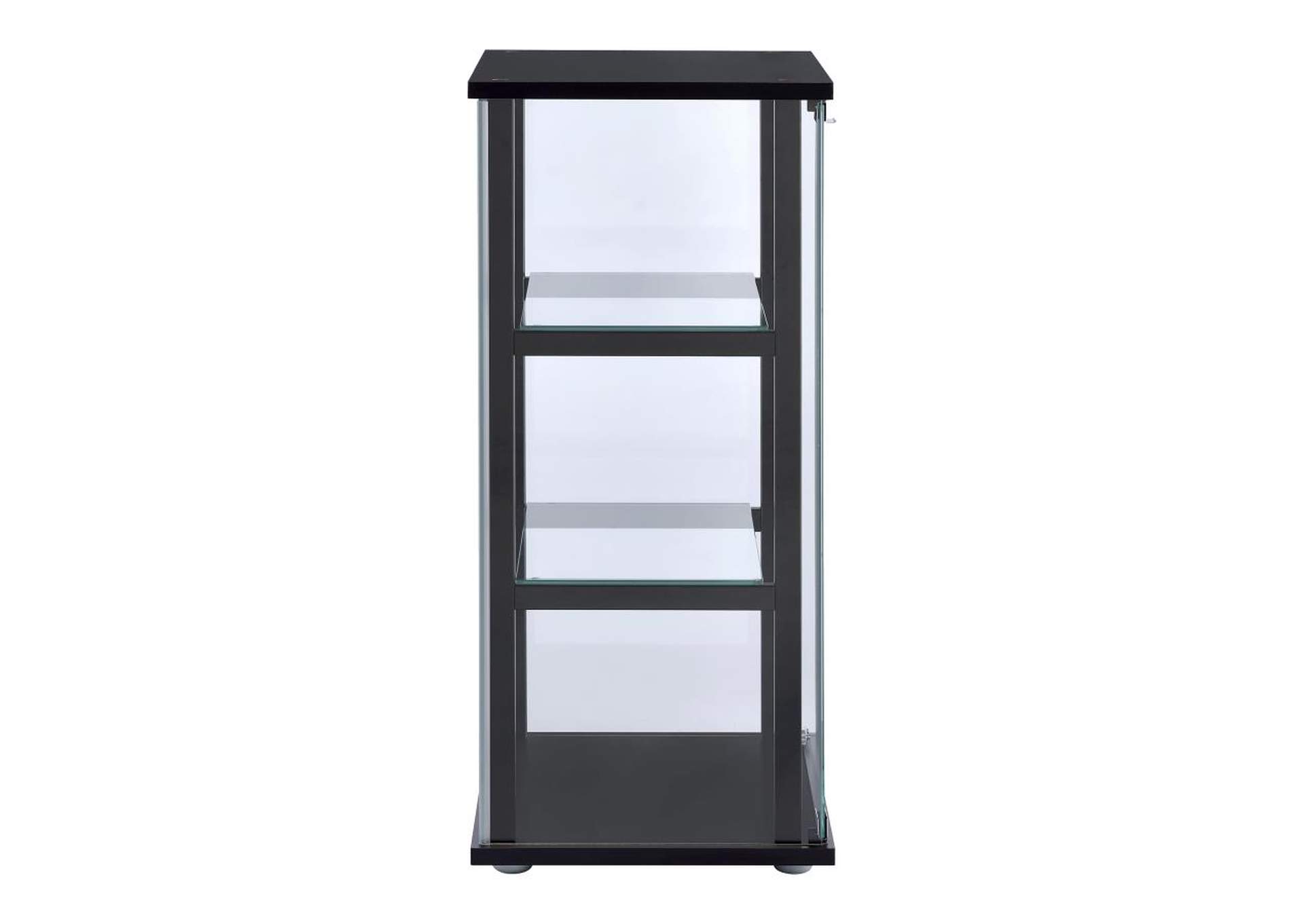 Cyclamen 3-Shelf Glass Curio Cabinet Black And Clear,Coaster Furniture