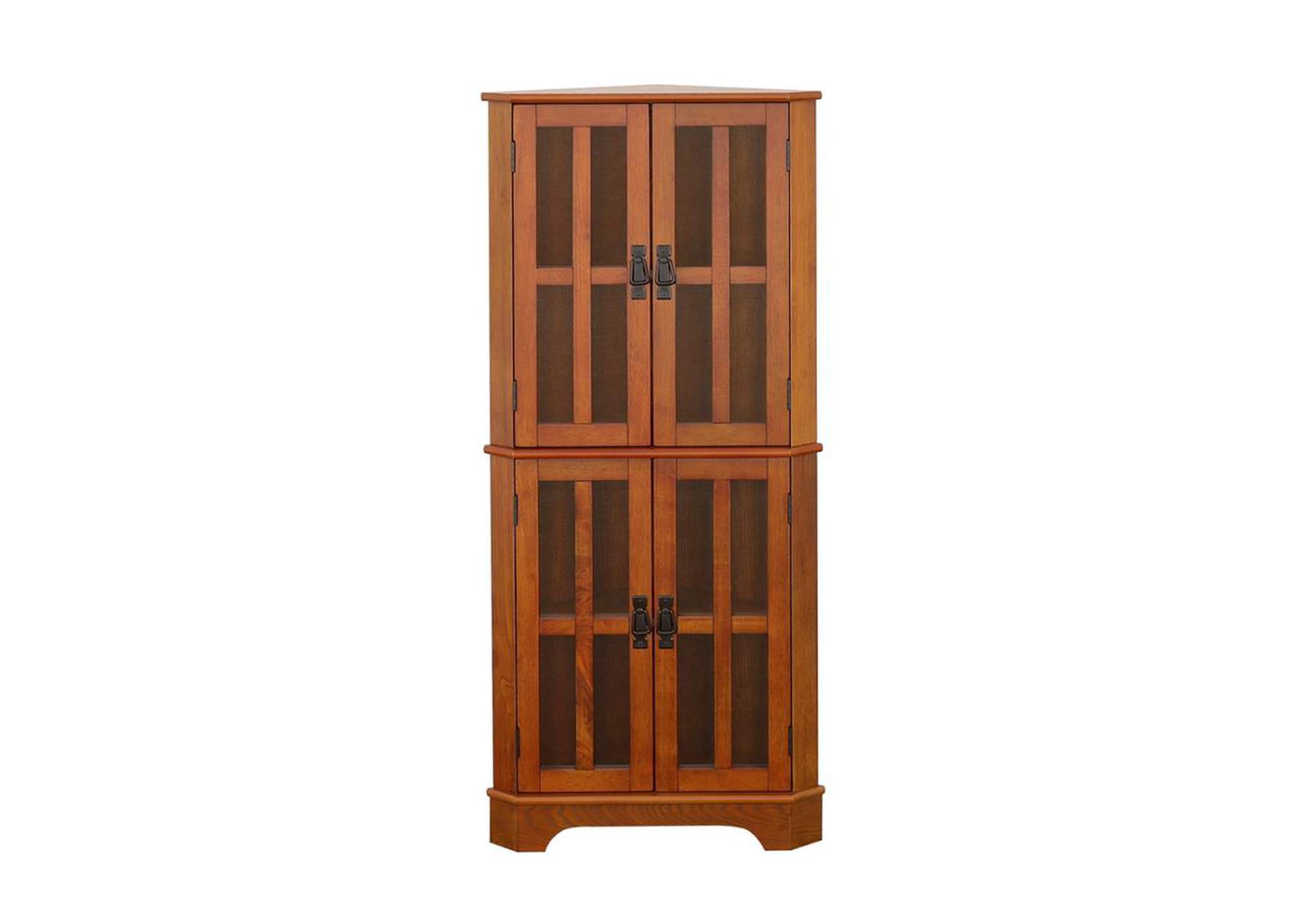 4-shelf Corner Curio Cabinet Golden Brown,Coaster Furniture