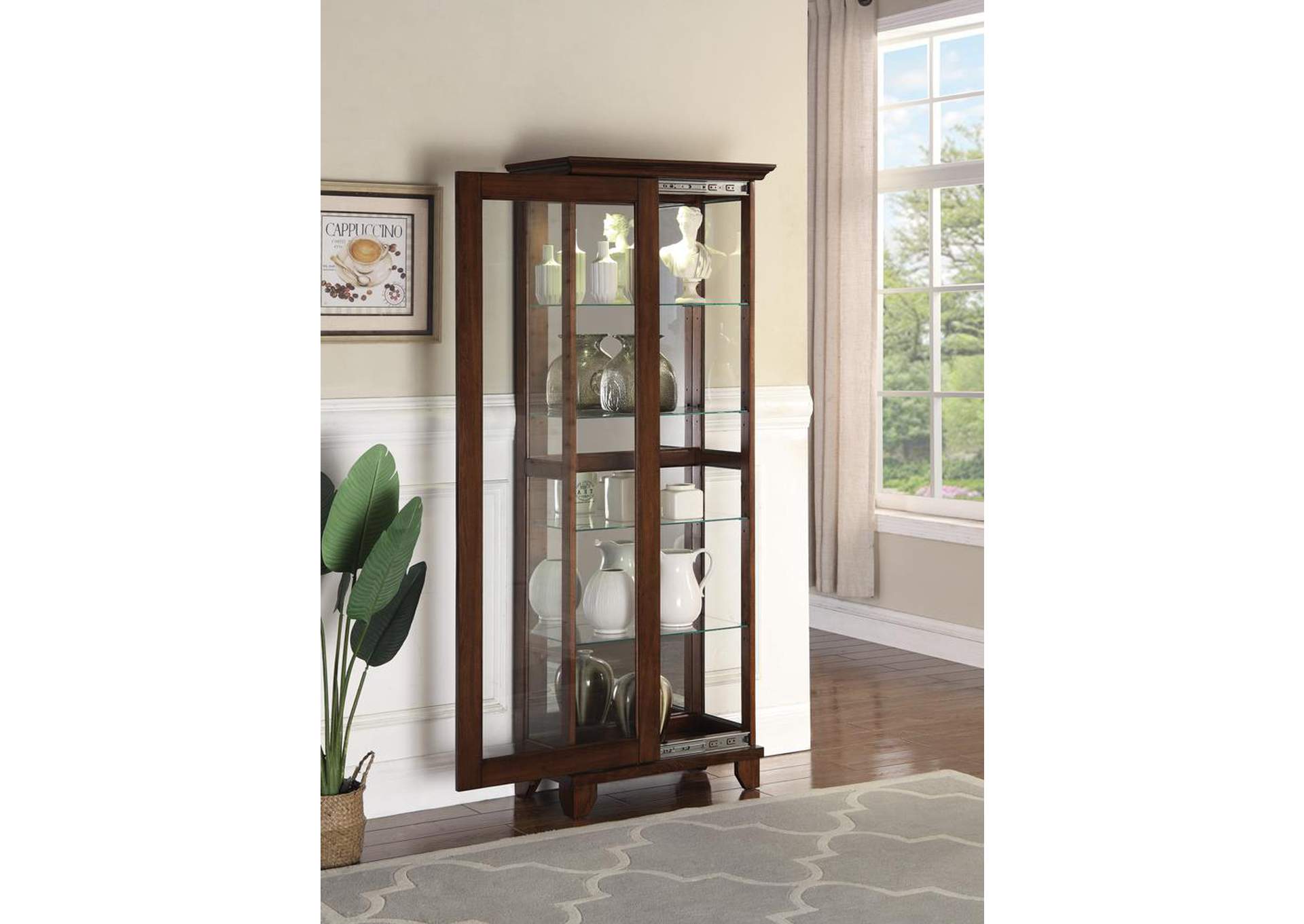 Cedar Casual Warm Brown Curio Cabinet,Coaster Furniture