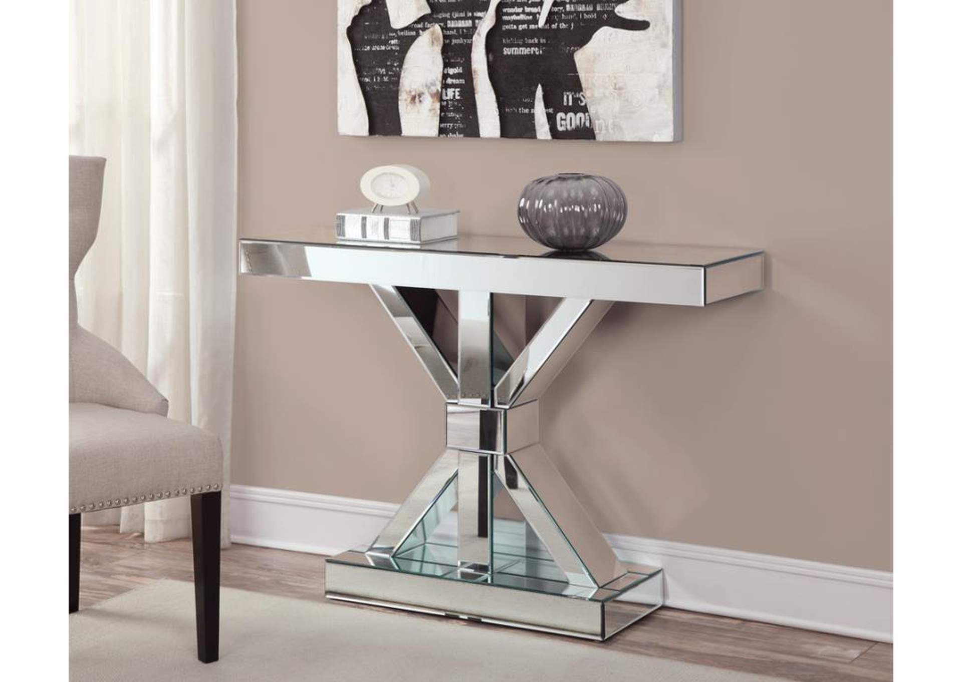 Reventlow X-shaped Base Console Table Clear Mirror,Coaster Furniture
