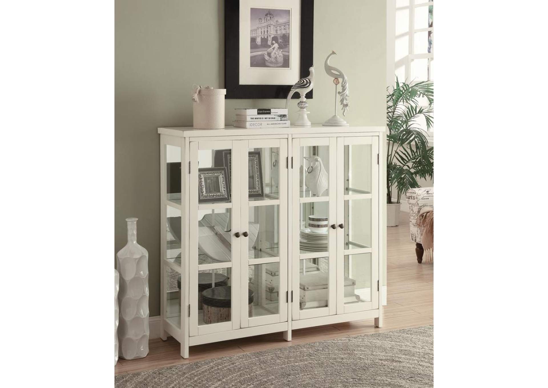 Sable 4-Door Display Accent Cabinet White,Coaster Furniture
