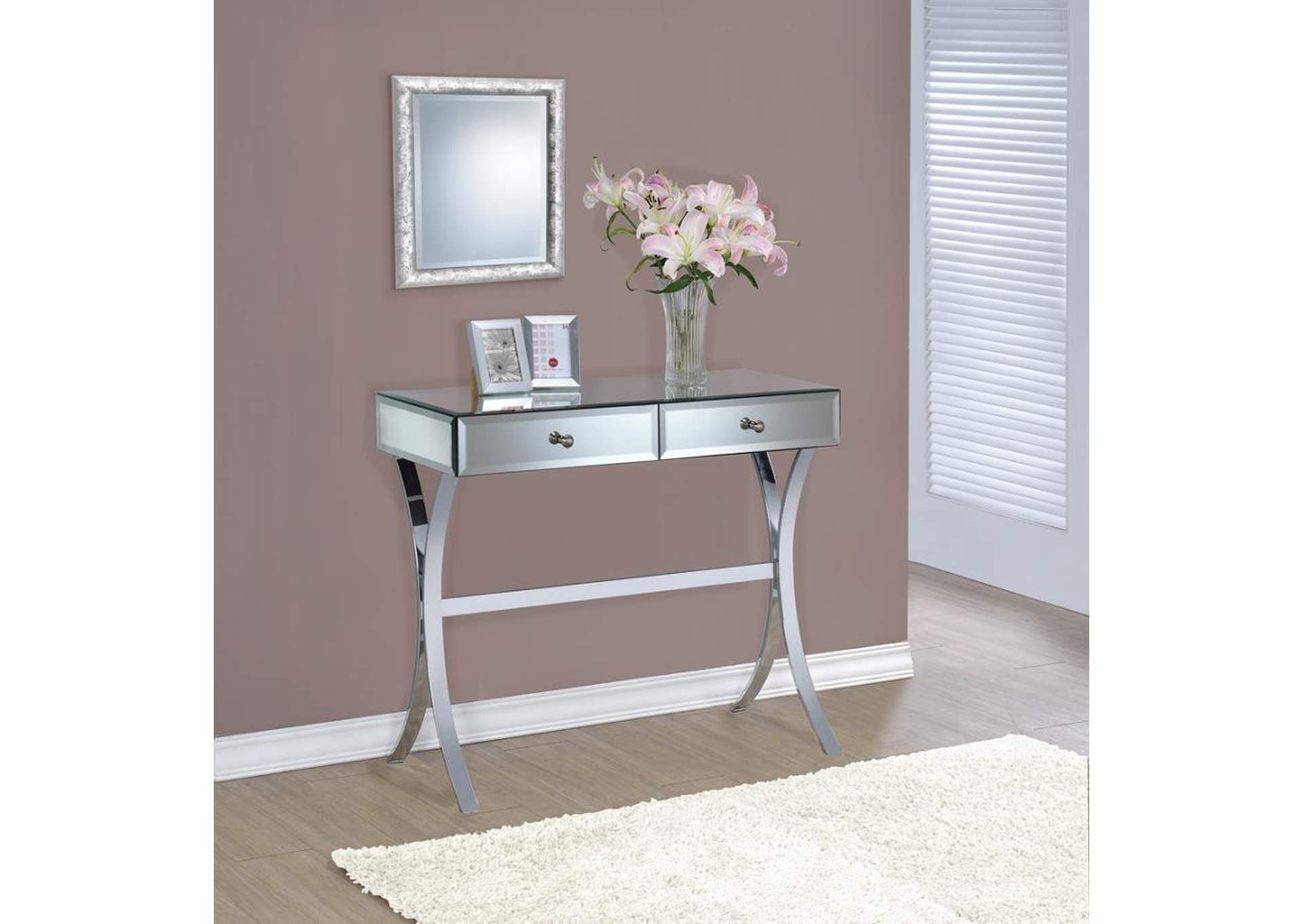2-drawer Console Table Clear Mirror,Coaster Furniture