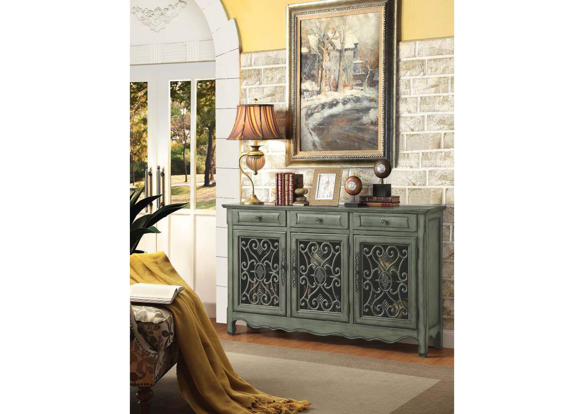 Deserie 3 - door Accent Cabinet Antique Green,Coaster Furniture