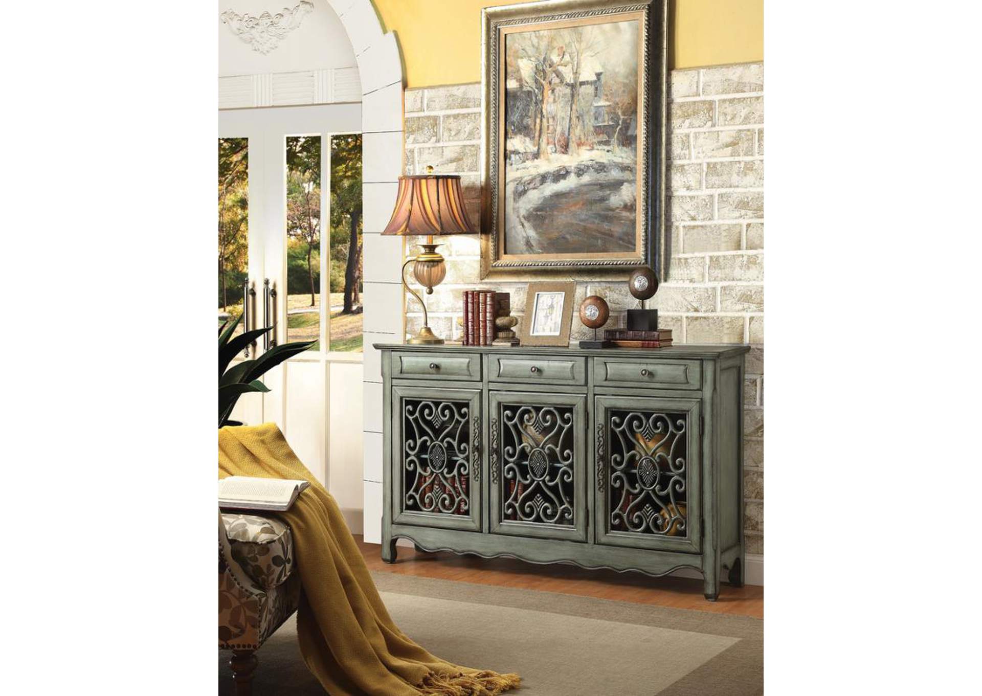 Deserie 3-door Accent Cabinet Antique Green,Coaster Furniture