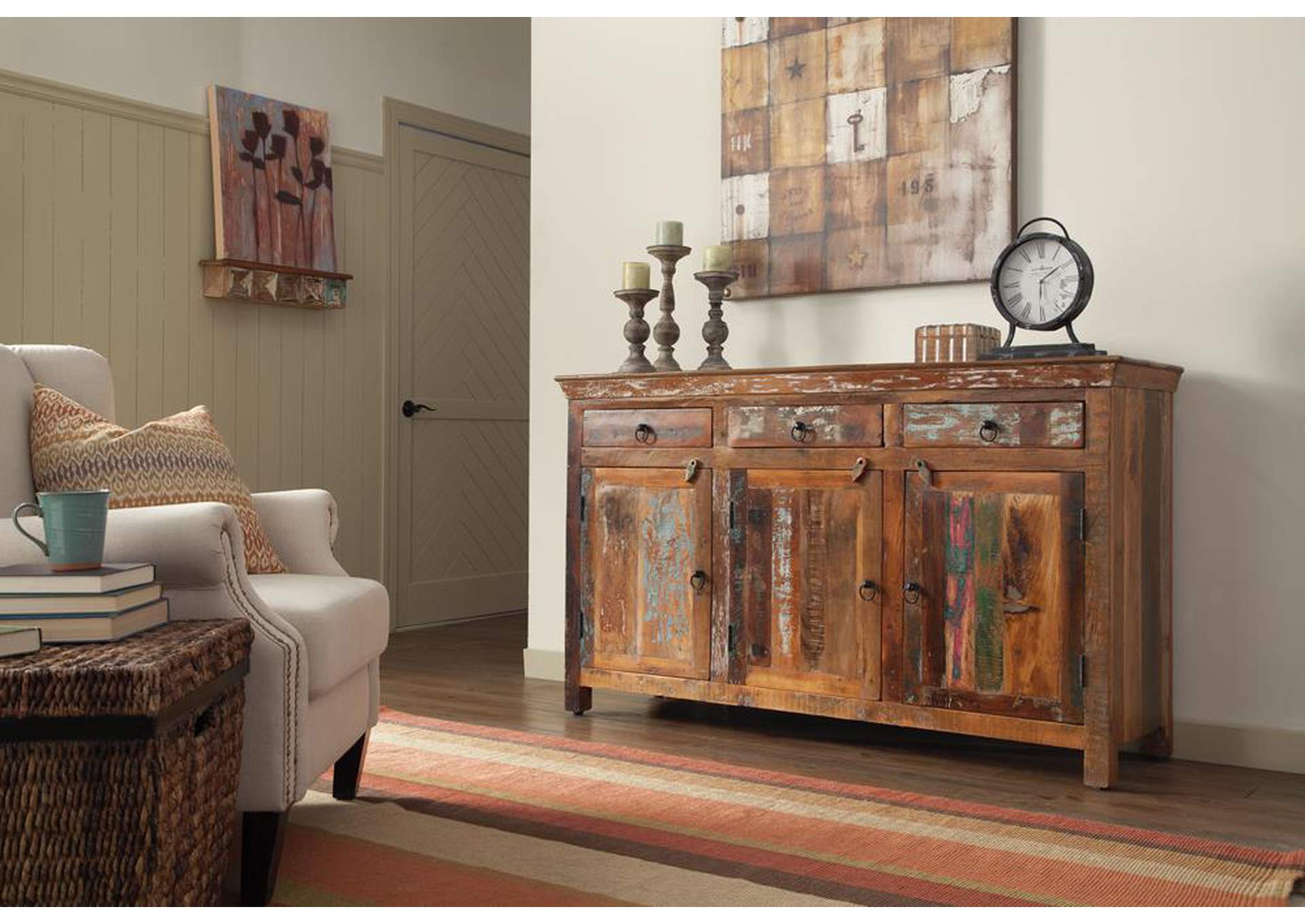 Old Copper Transitional Reclaimed Wood Accent Cabinet,Coaster Furniture
