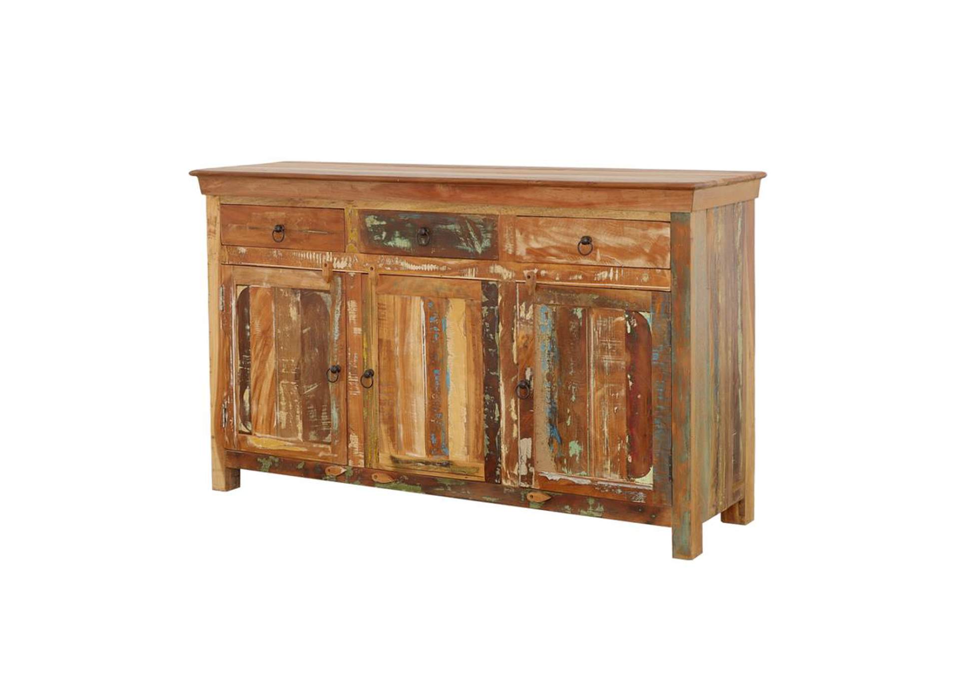 Henry 3-door Accent Cabinet Reclaimed Wood,Coaster Furniture