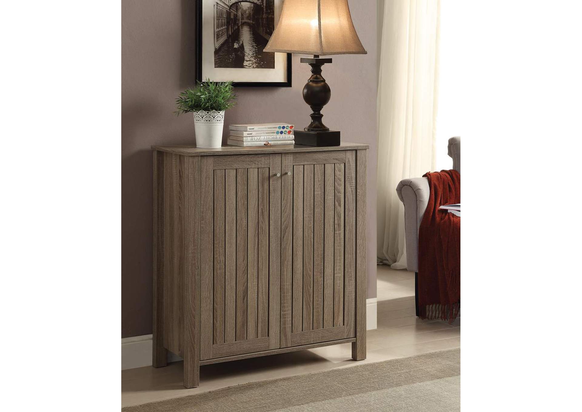Weathered Taupe Country Two-Door Shoe Storage,Coaster Furniture