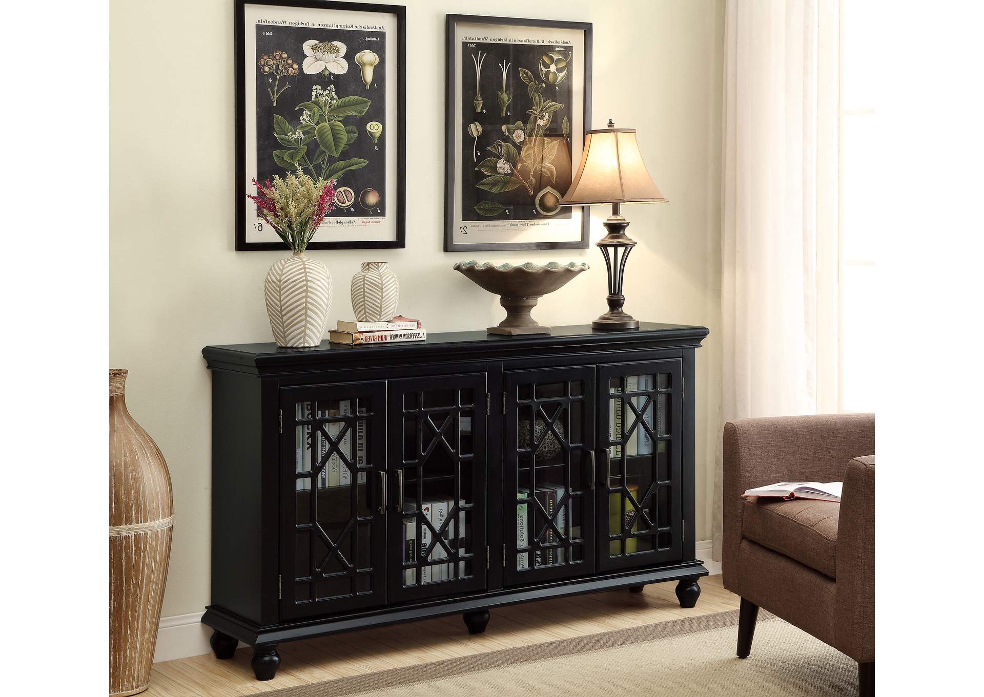 Kovu 4-door Accent Cabinet Black,Coaster Furniture