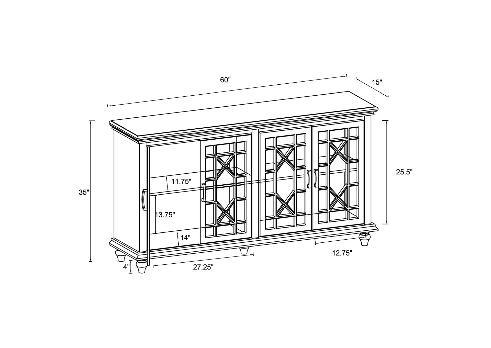 Kovu 4-door Accent Cabinet Black,Coaster Furniture