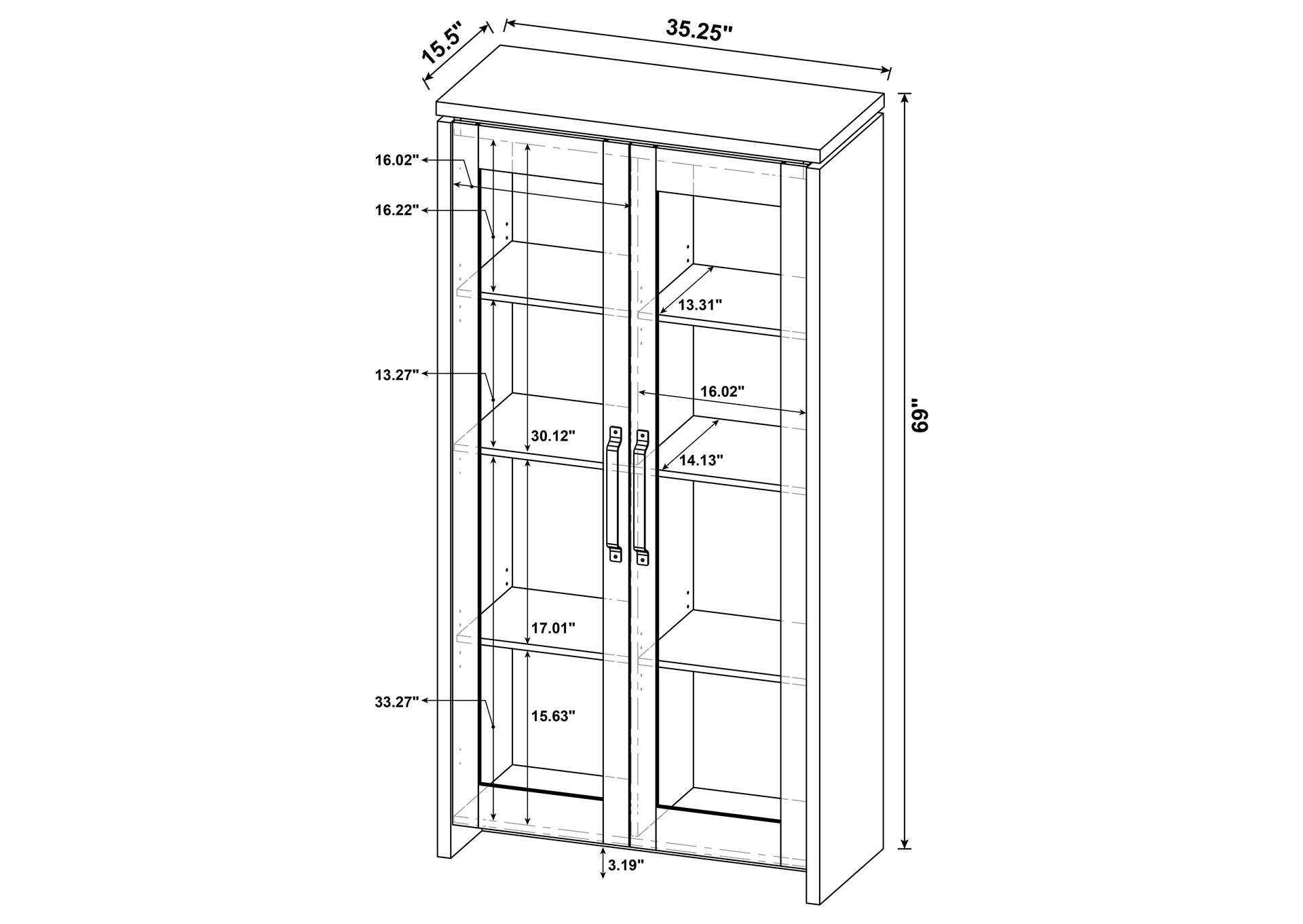 Alejo 2-door Tall Cabinet Grey Driftwood,Coaster Furniture