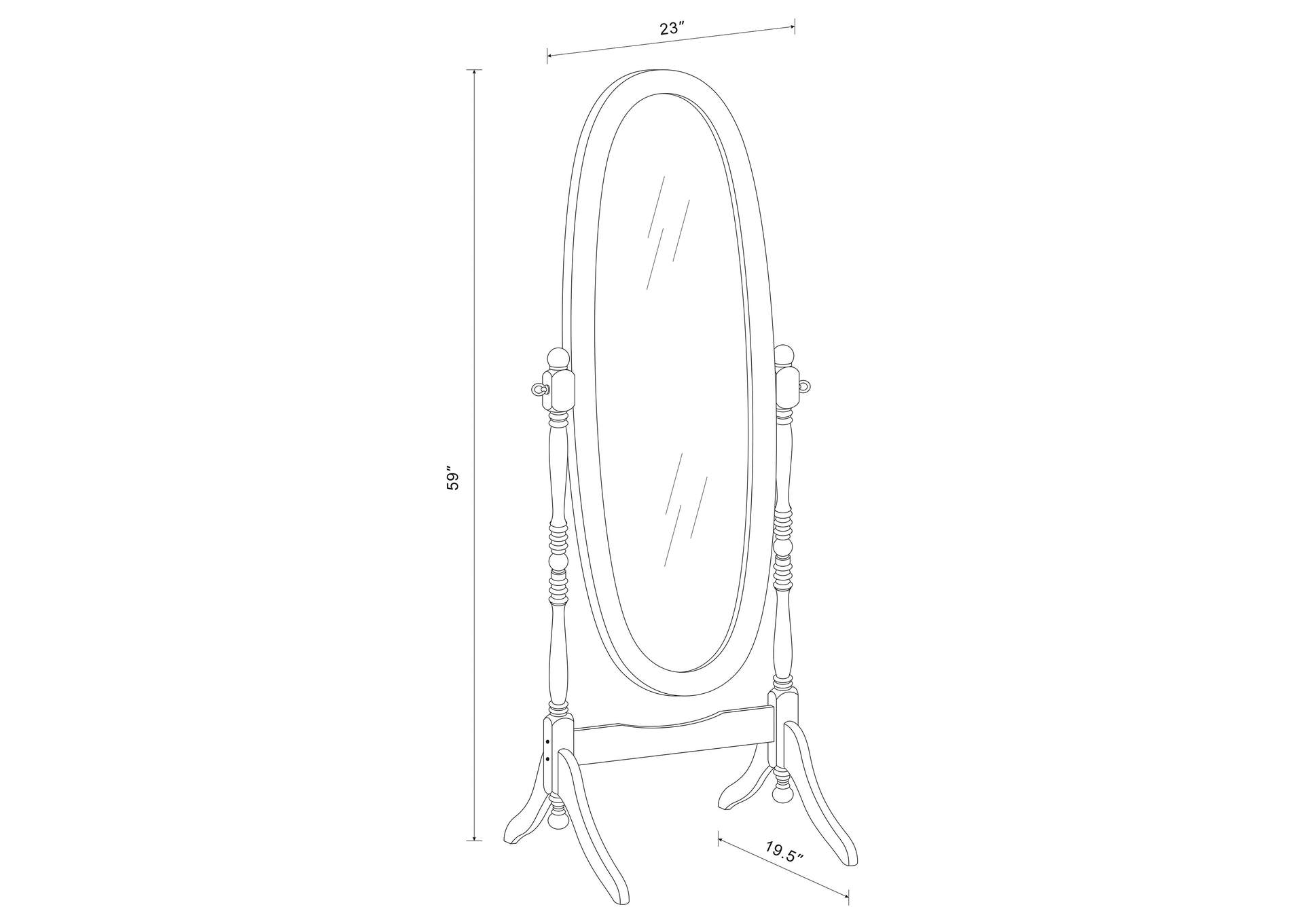 Foyet Oval Cheval Mirror Black,Coaster Furniture