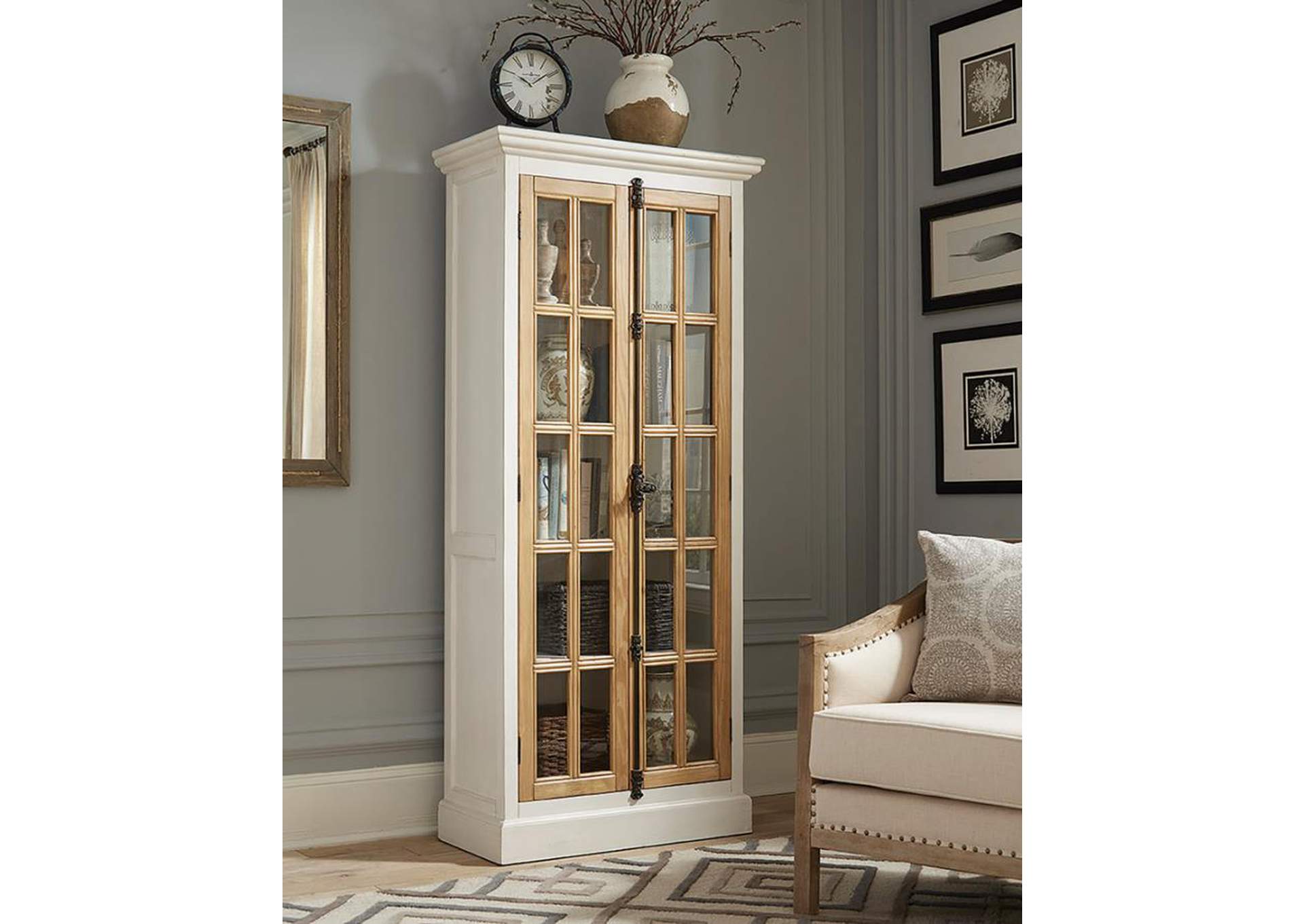 Tammi 2-door Tall Cabinet Antique White and Brown,Coaster Furniture