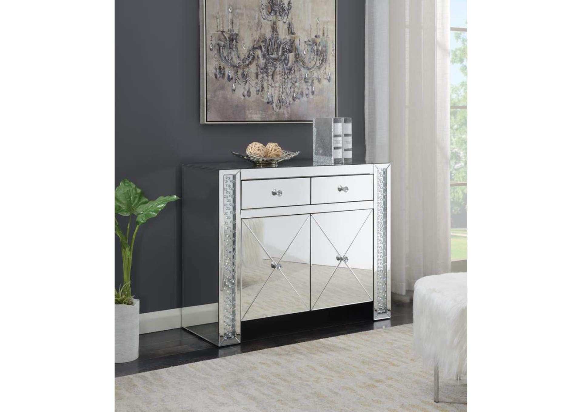2-drawer Accent Cabinet Clear Mirror,Coaster Furniture
