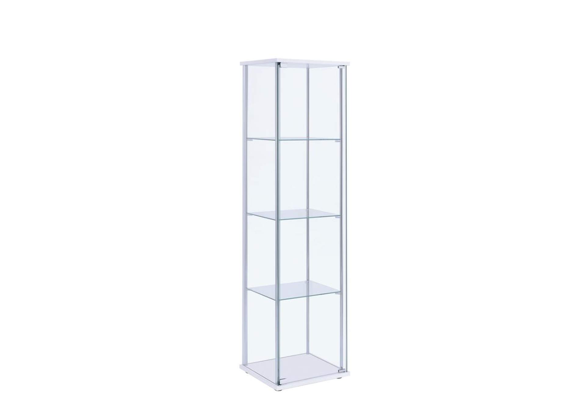 Bellatrix Rectangular 4-Shelf Curio Cabinet White And Clear,Coaster Furniture