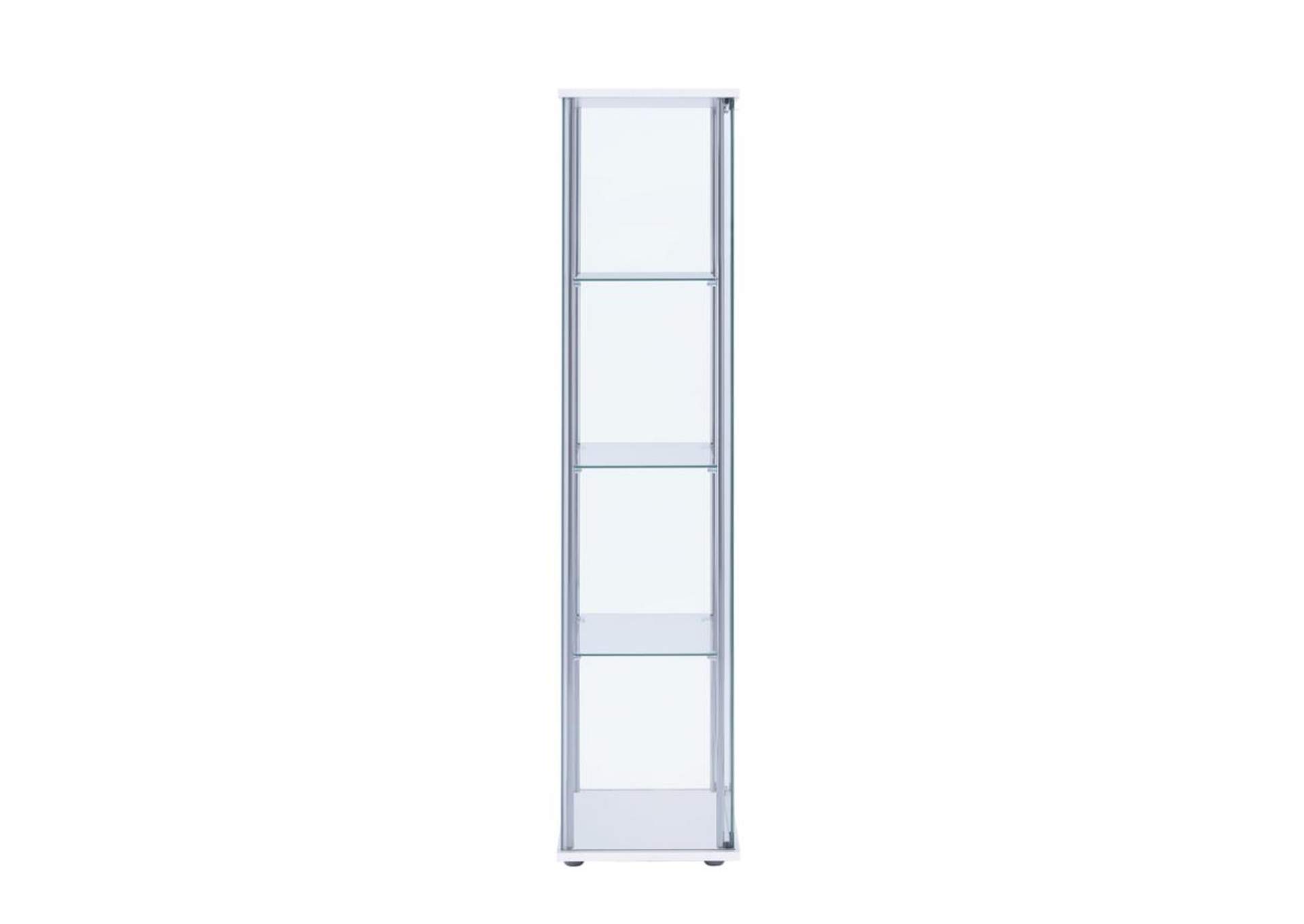 Bellatrix Rectangular 4-Shelf Curio Cabinet White And Clear,Coaster Furniture
