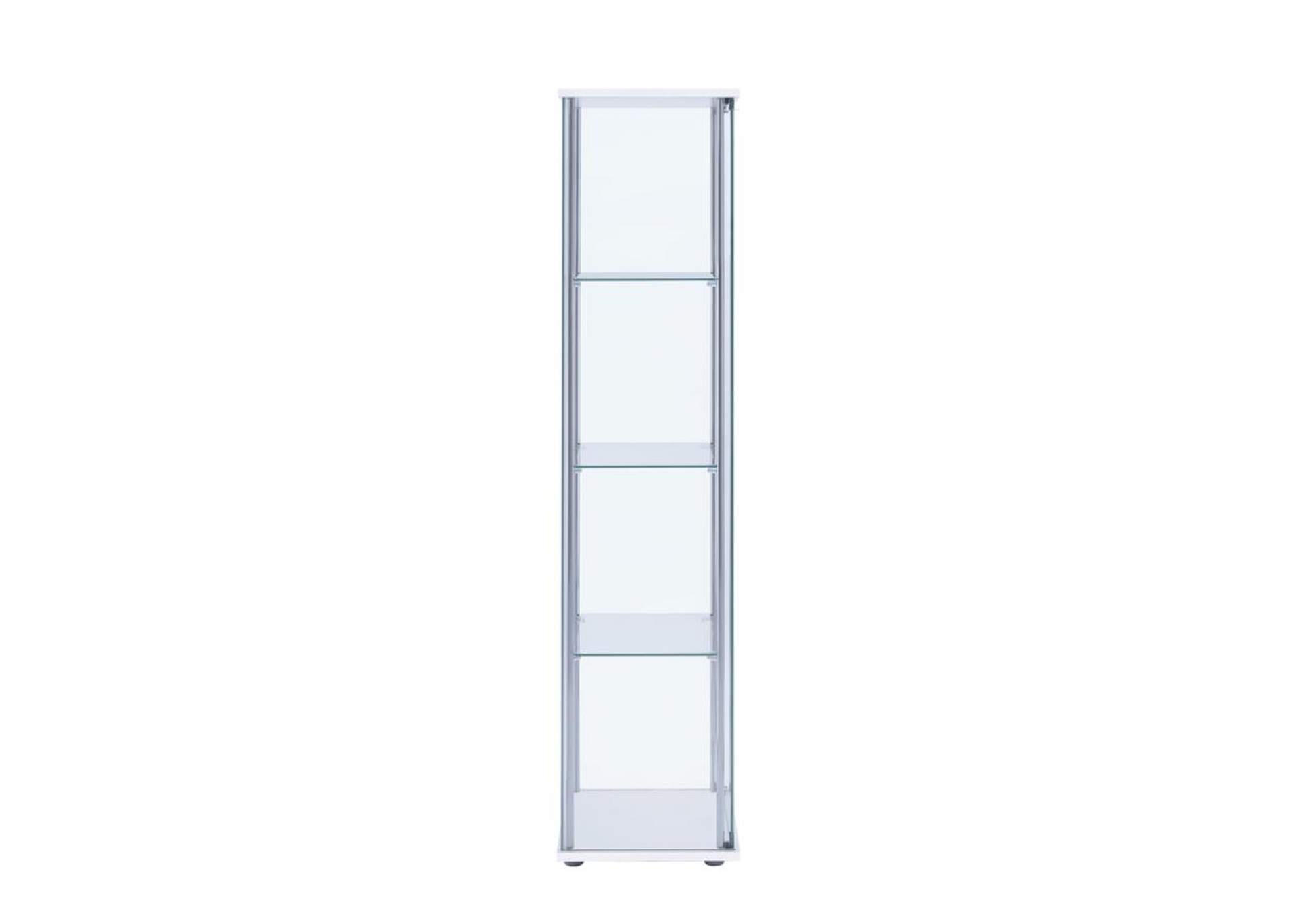 Bellatrix Rectangular 4-Shelf Curio Cabinet White And Clear,Coaster Furniture