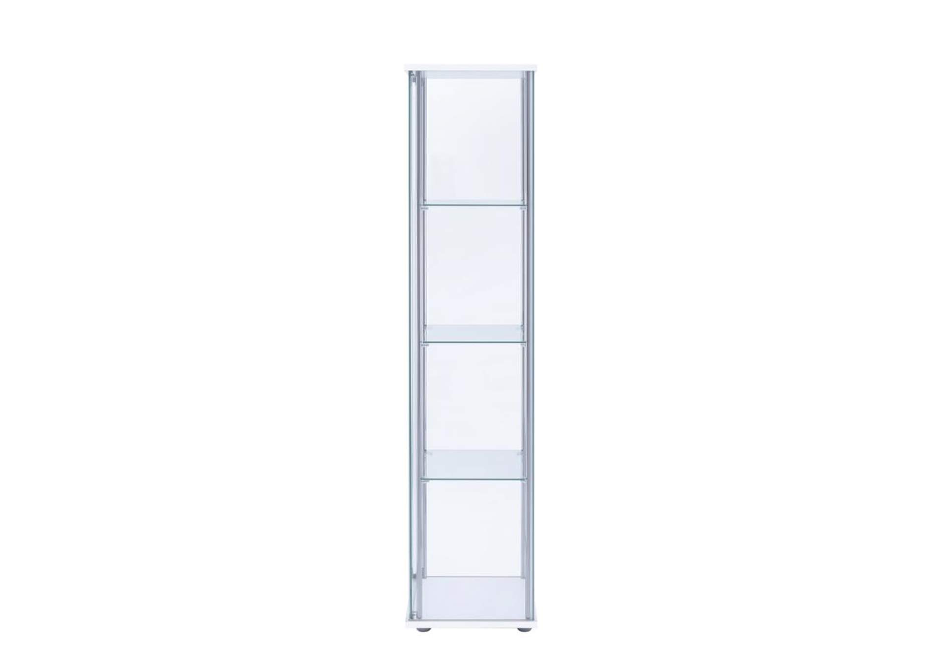 Bellatrix Rectangular 4-Shelf Curio Cabinet White And Clear,Coaster Furniture